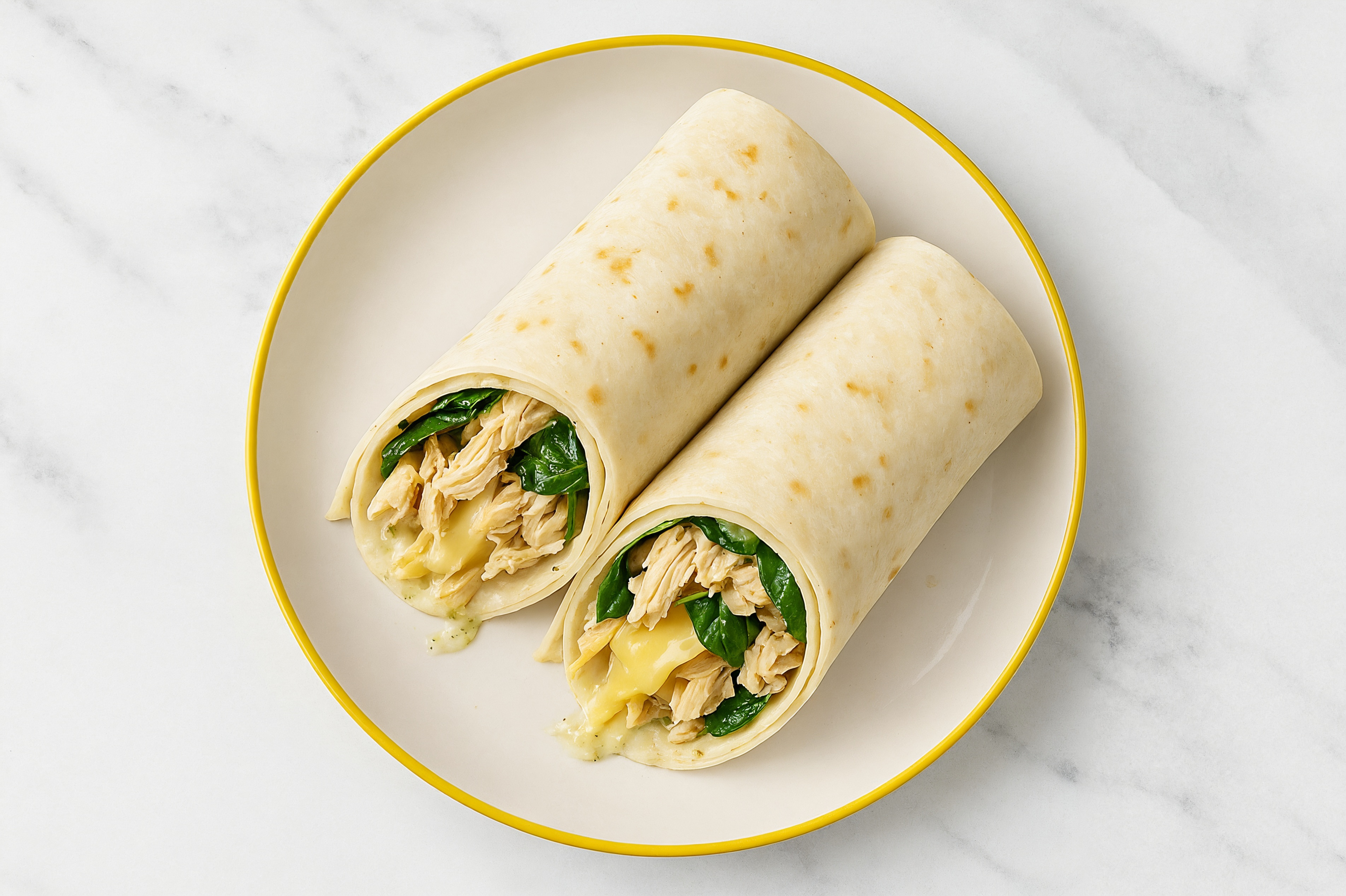 Jalapeño Pulled Chicken + Havarti Wraps with Spinach