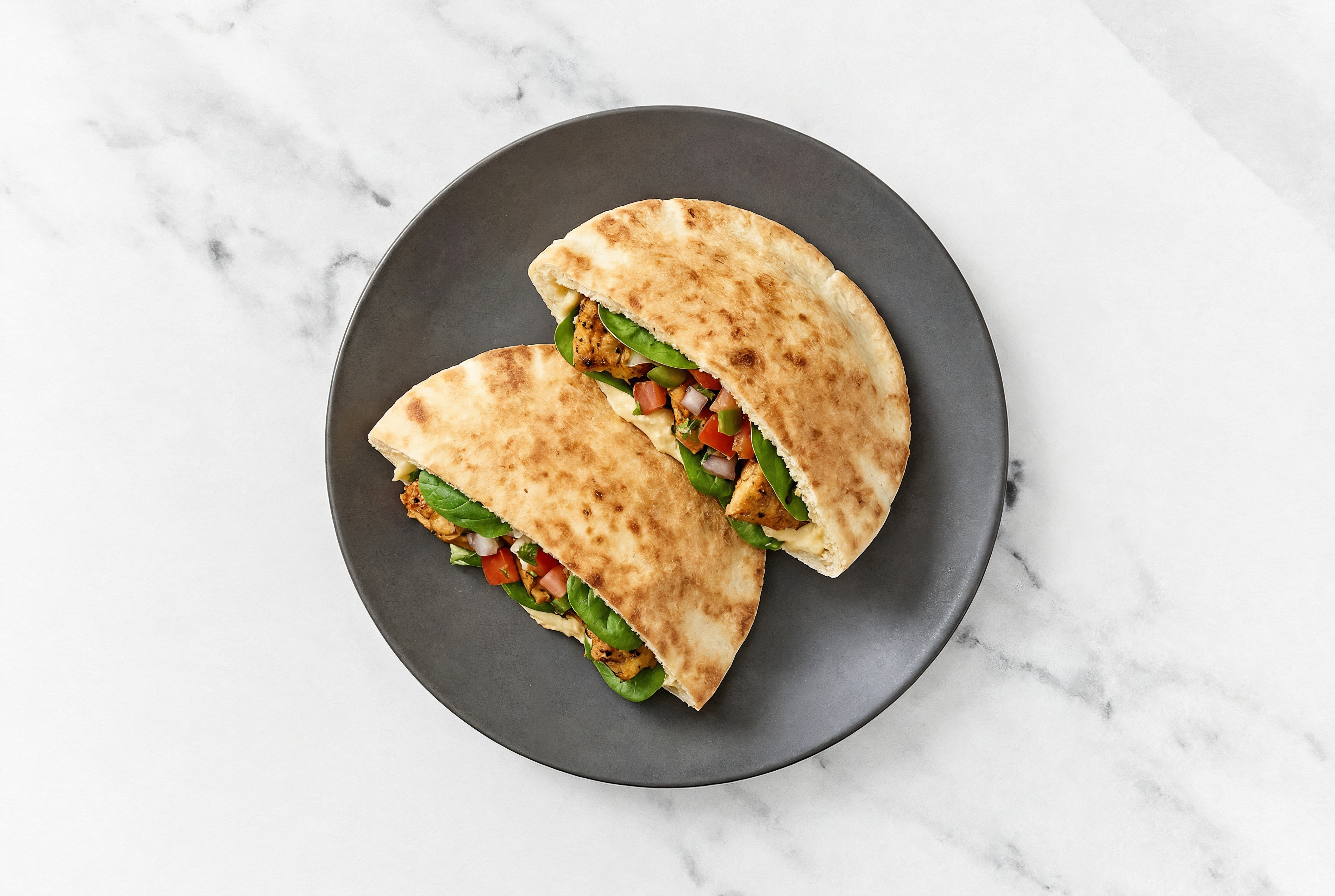 Herby Extra-Fresh Chicken Lemon Garlic Hummus Traditional Pita Pocket