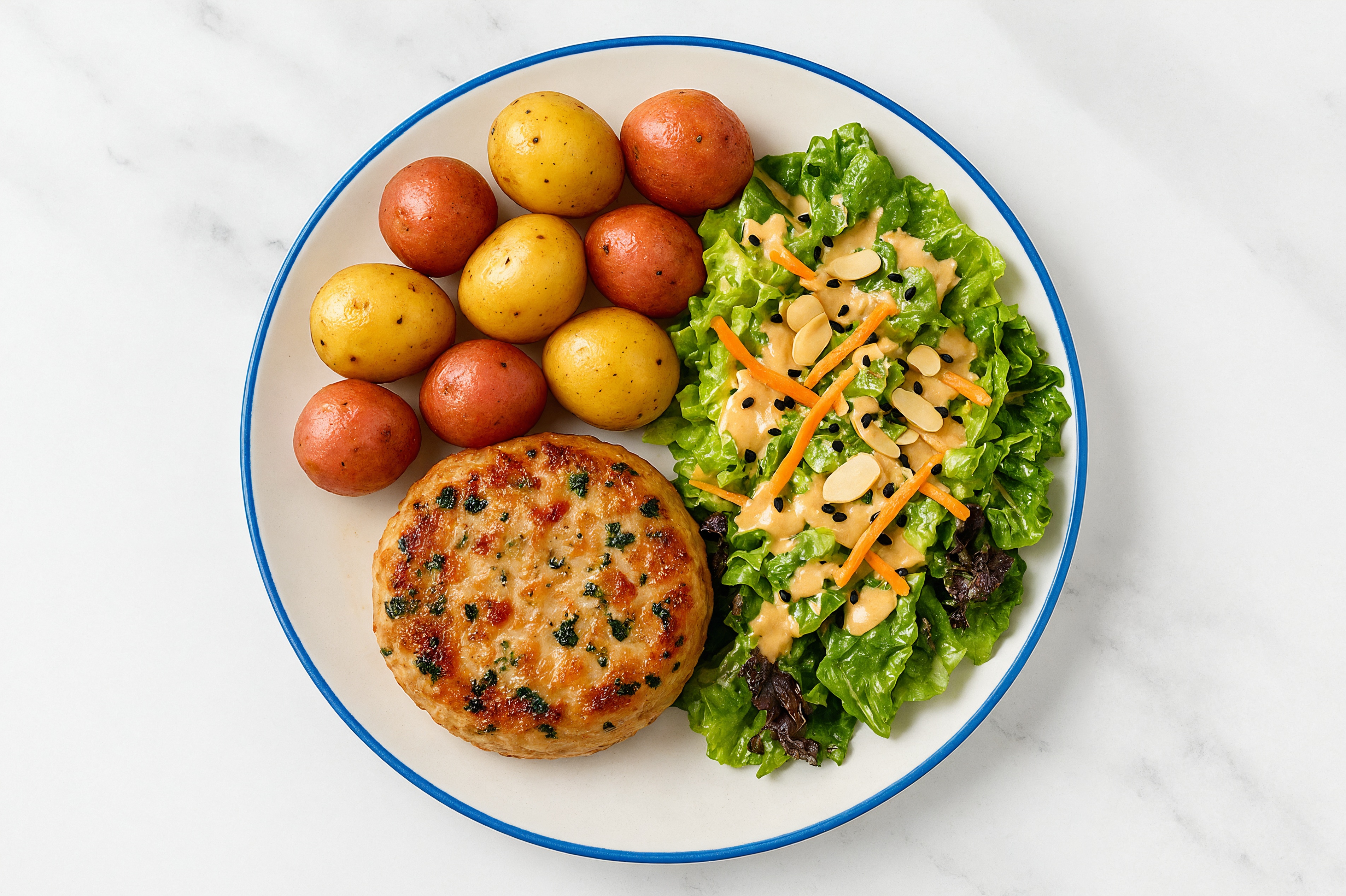 Bruschetta Chicken with Roast Potatoes + Little Gem Salad