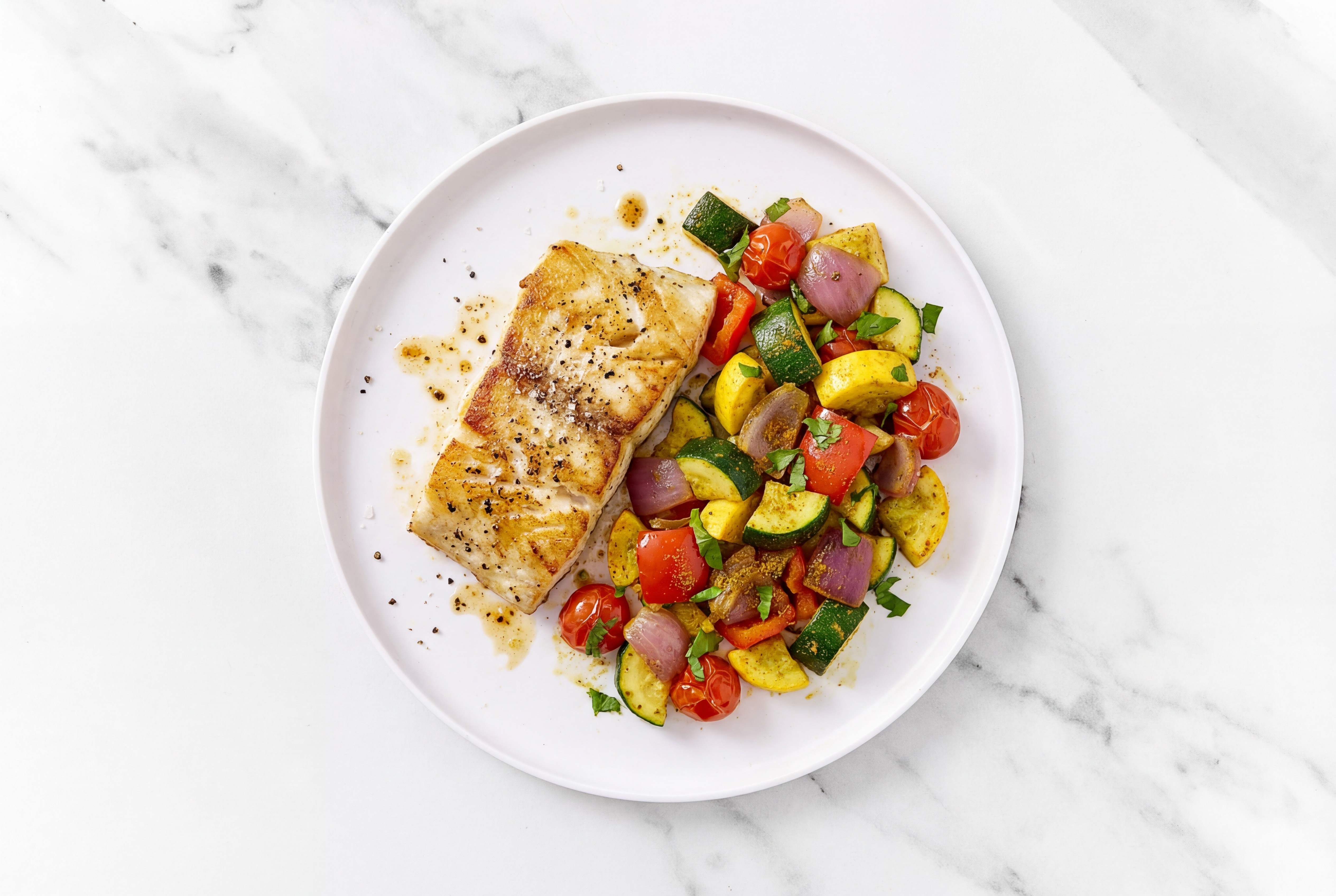 Curry Steelhead Barramundi + Squash Medley