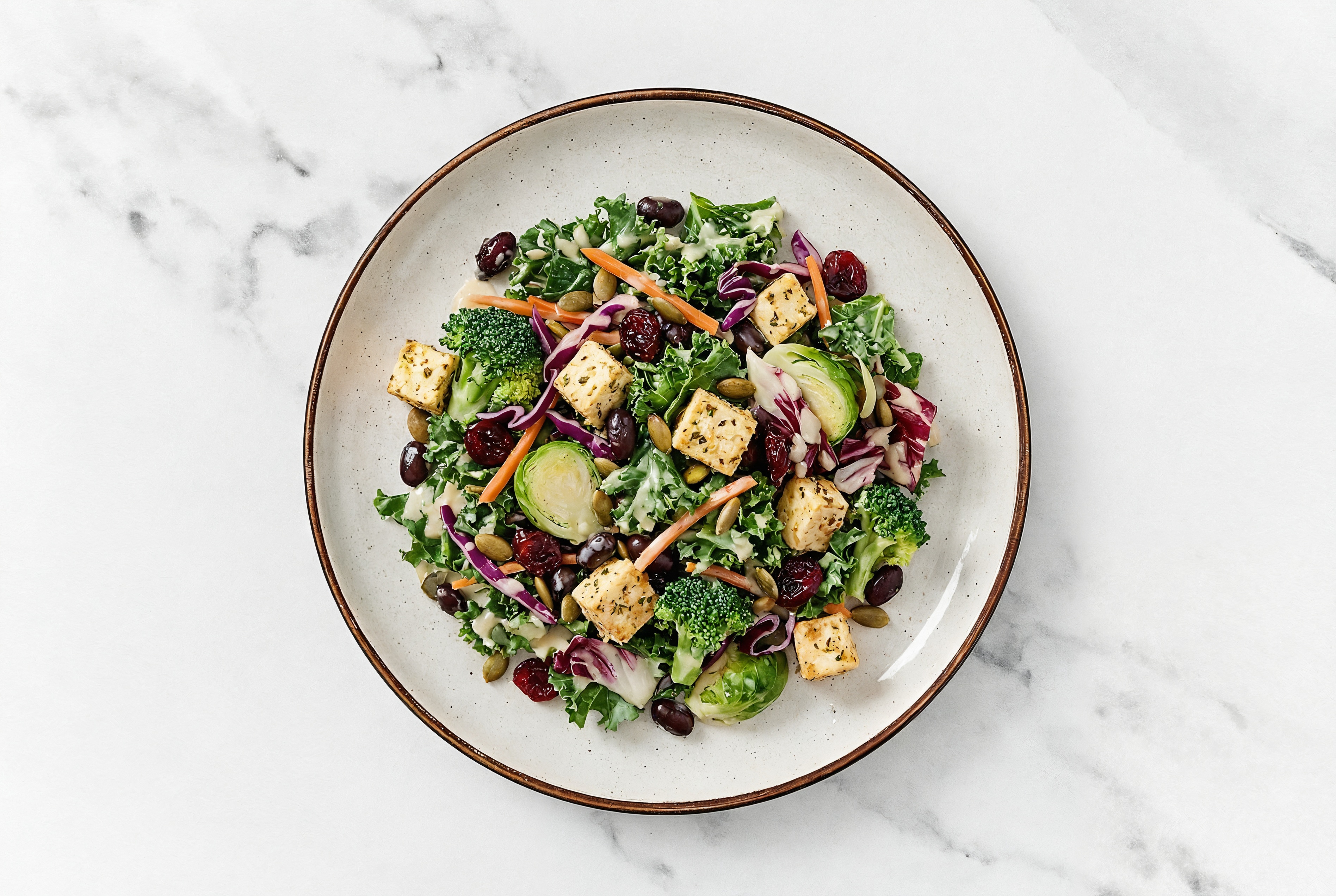Tofu + Black Bean Sweet Kale Salad