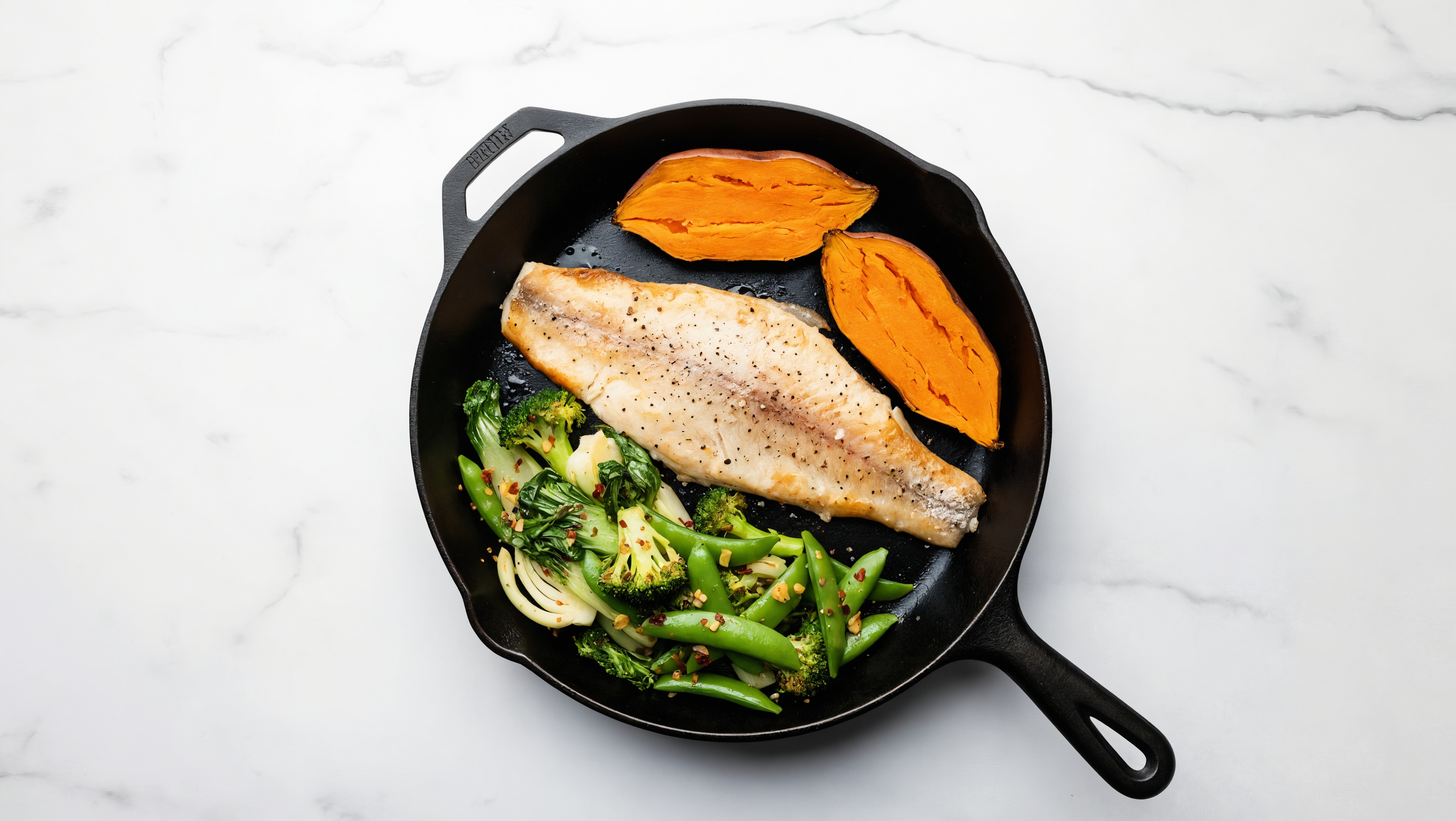 Chili Crisp Bok Choy with Seared Trout
