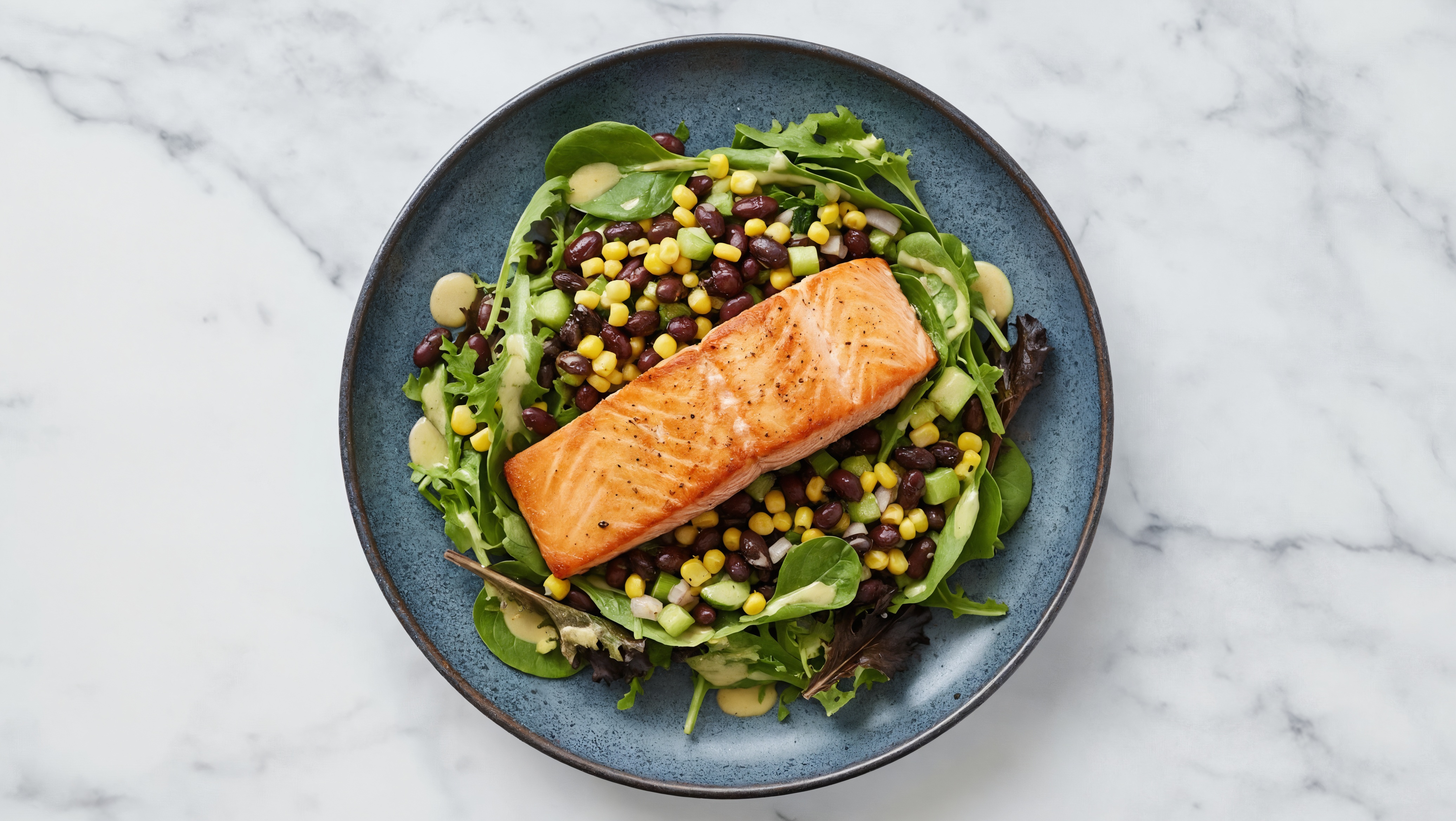 Tahini Spring Mix Salad with Atlantic Salmon & Black Beans