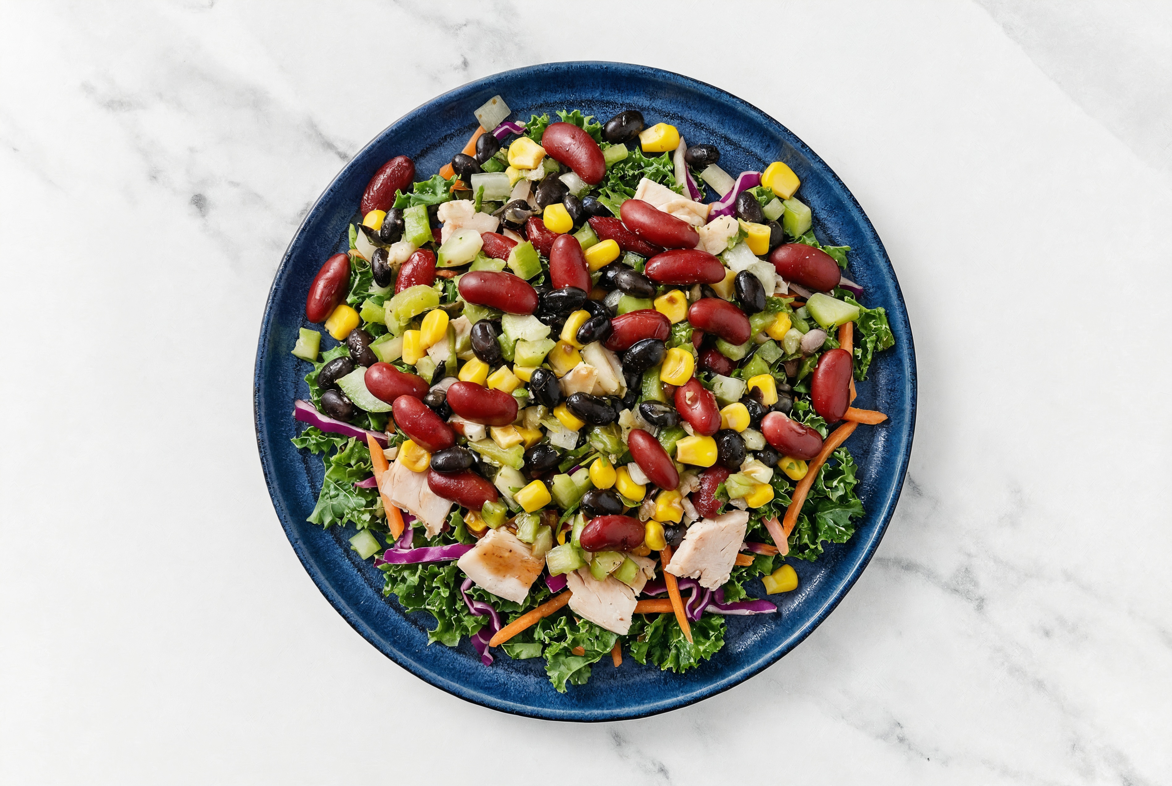 Balsamic Kale Salad with Sliced Turkey & Black Beans