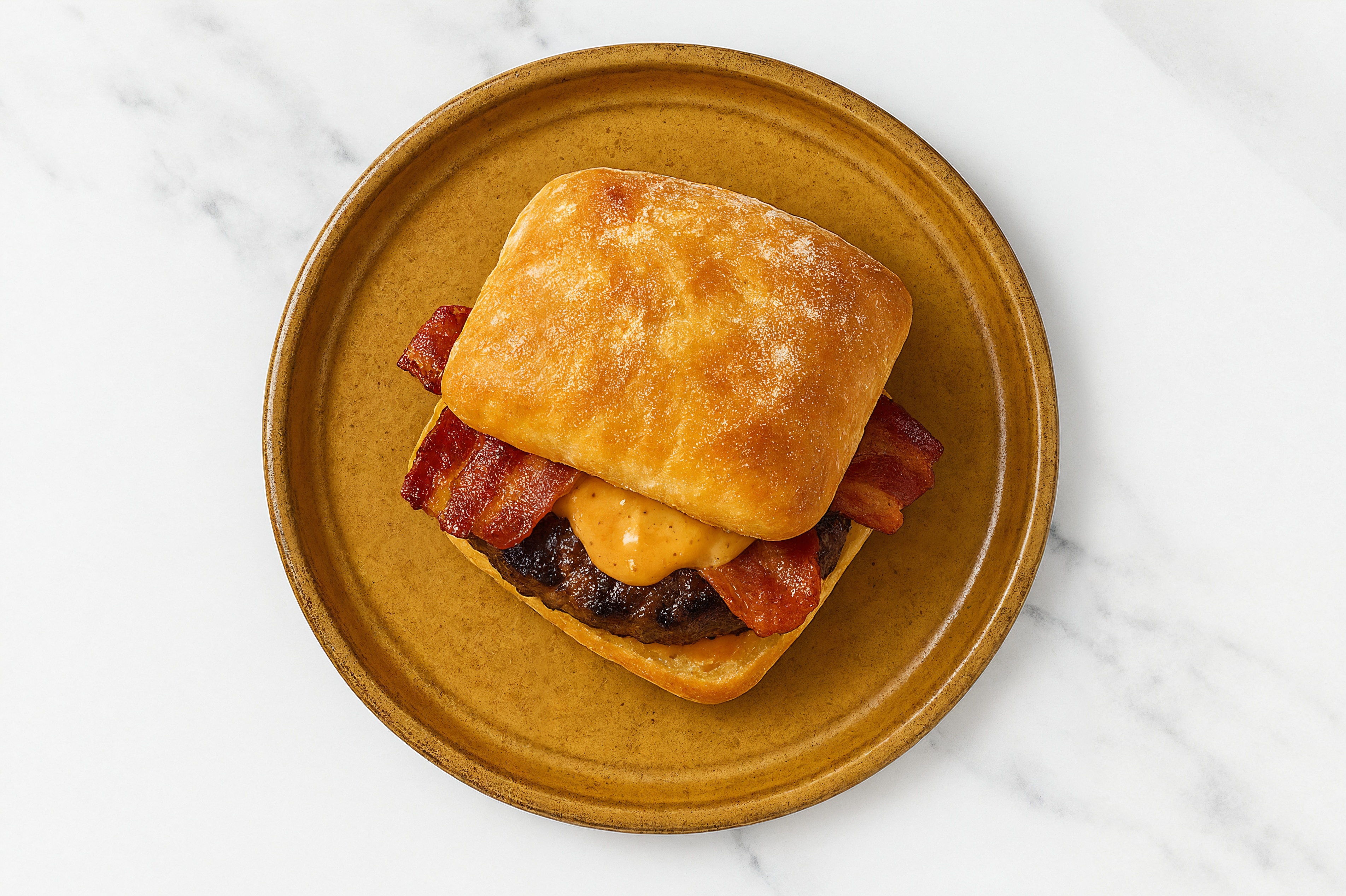 Beef Burger on Ciabatta with Smoky BBQ & Applewood Smoked Pork Bacon