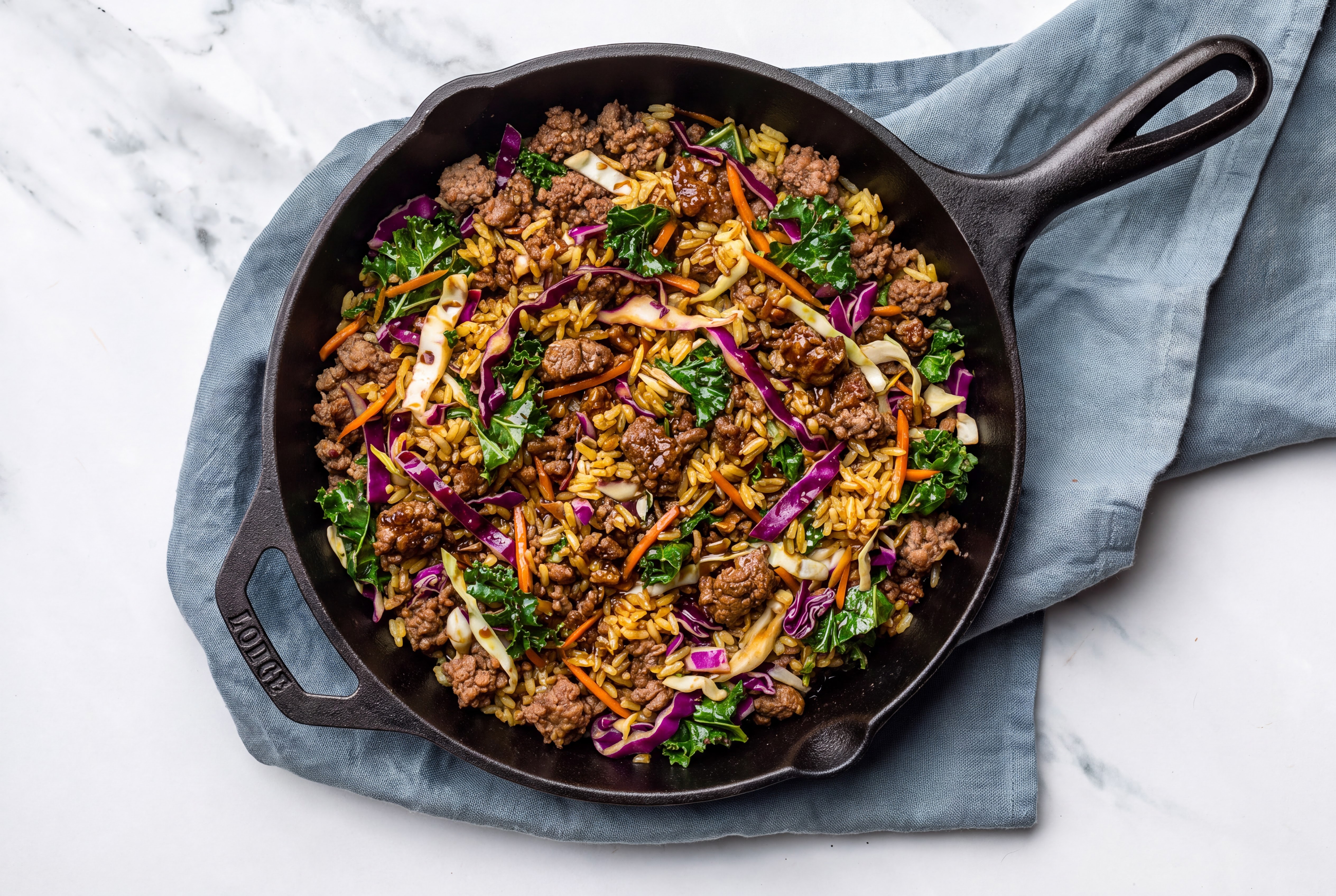 Teriyaki Rainbow Veggie + Ground 93/7 Lean Beef Stir-Fry