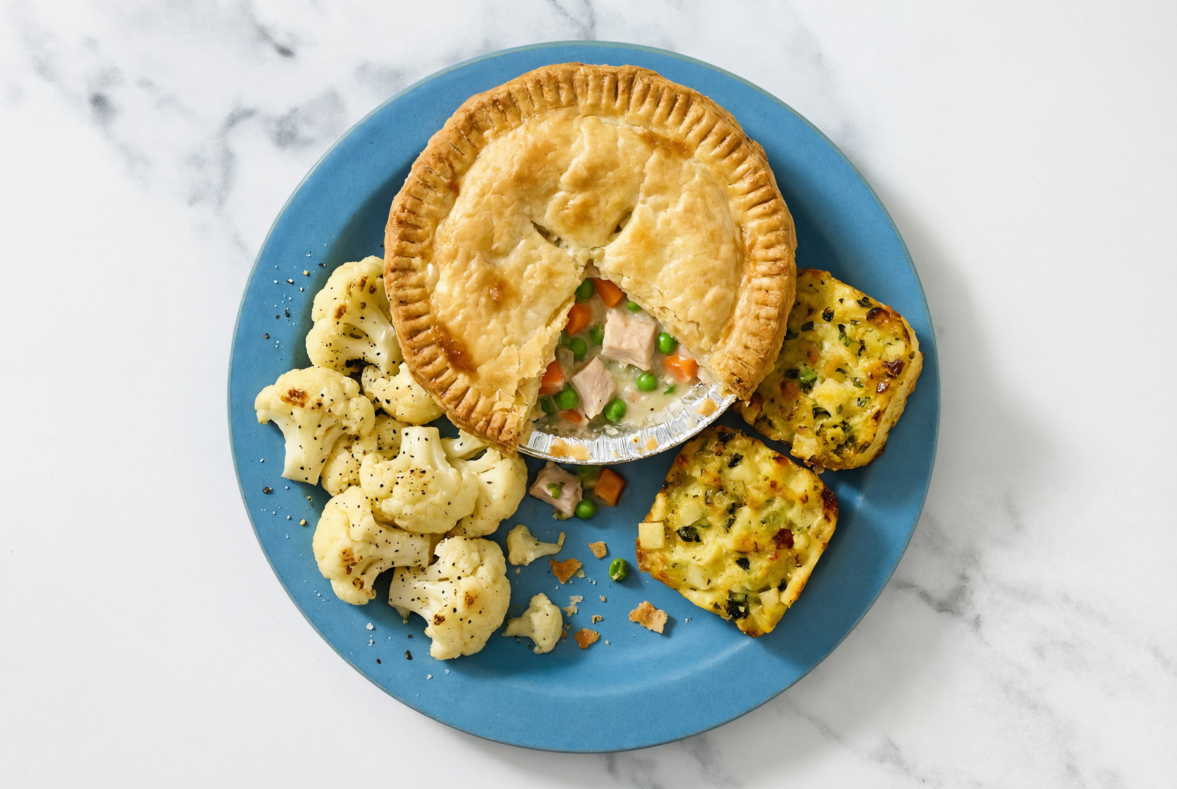 Chicken Pot Pie with Cauliflower Florets & Potato Bake