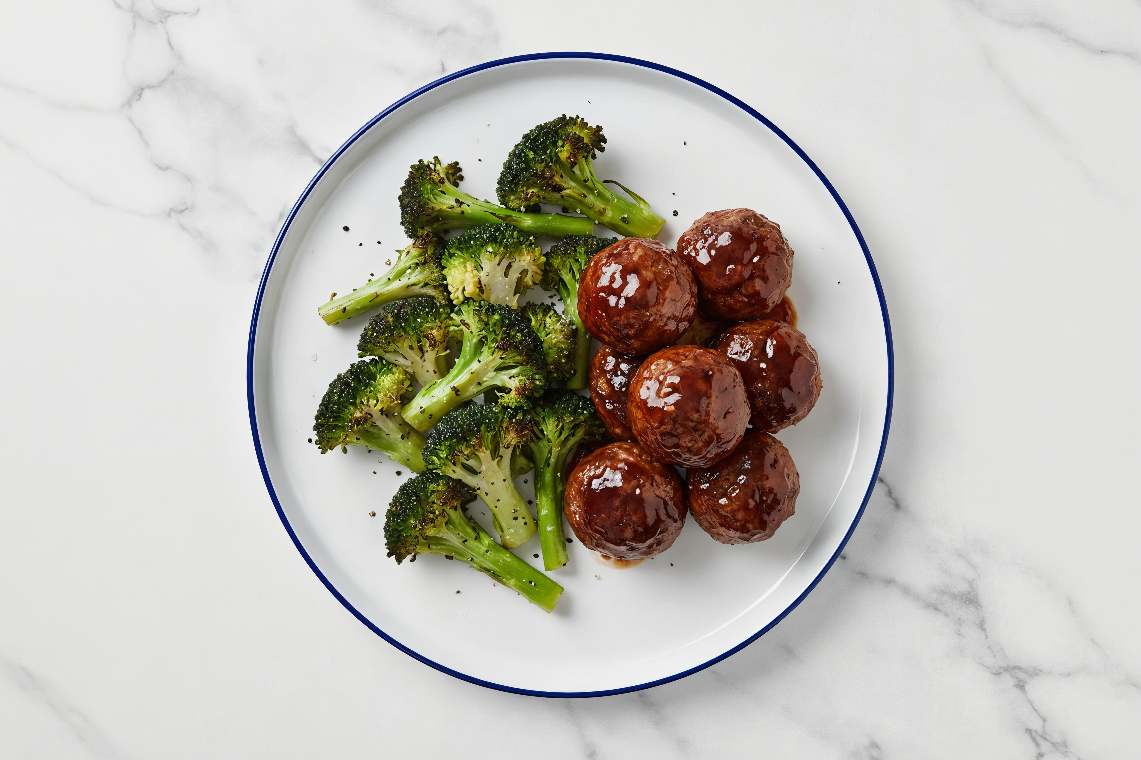 Teriyaki Baked Ground Beef Meatballs & Broccoli