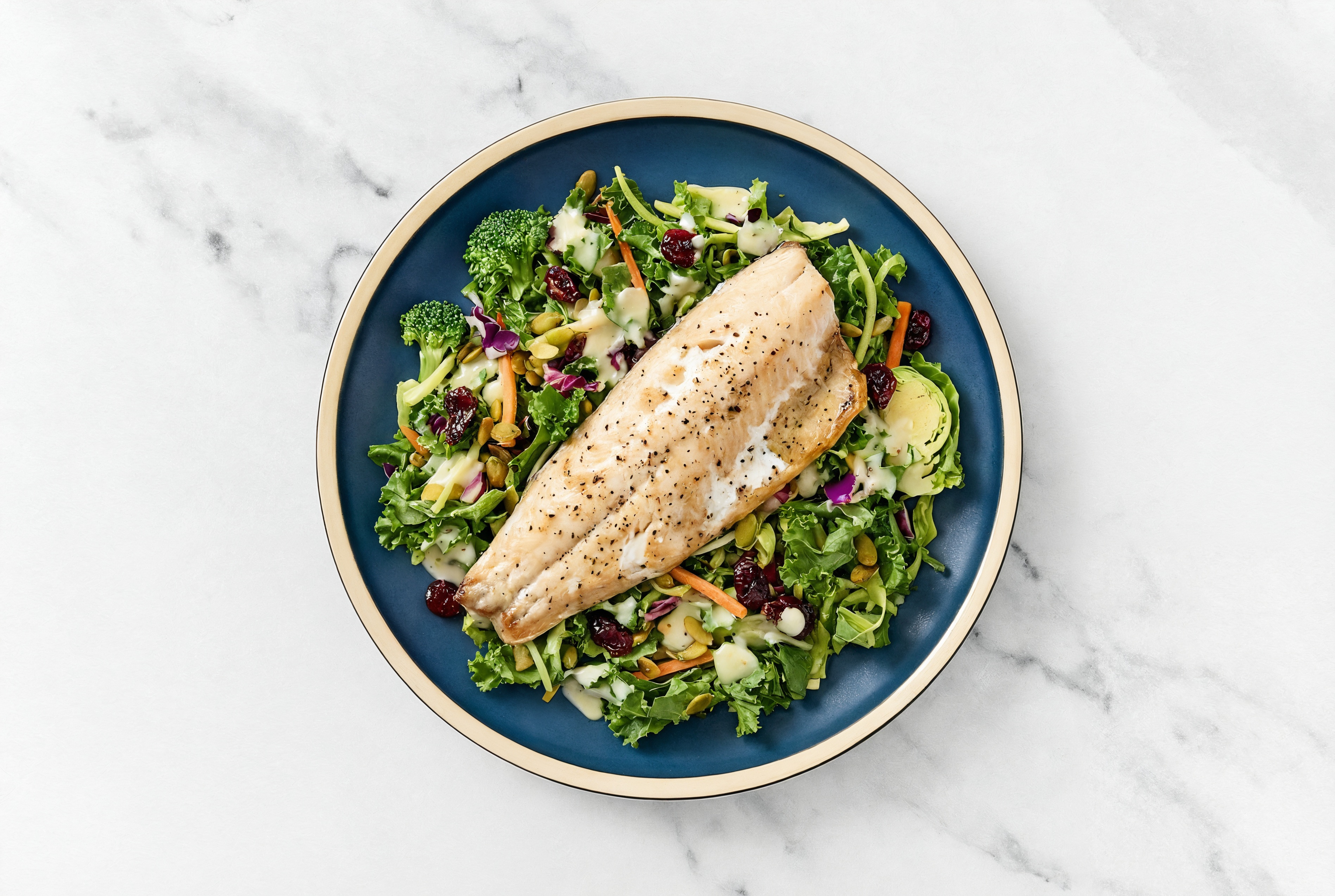 Sweet Kale Salad with Air Fryer Trout