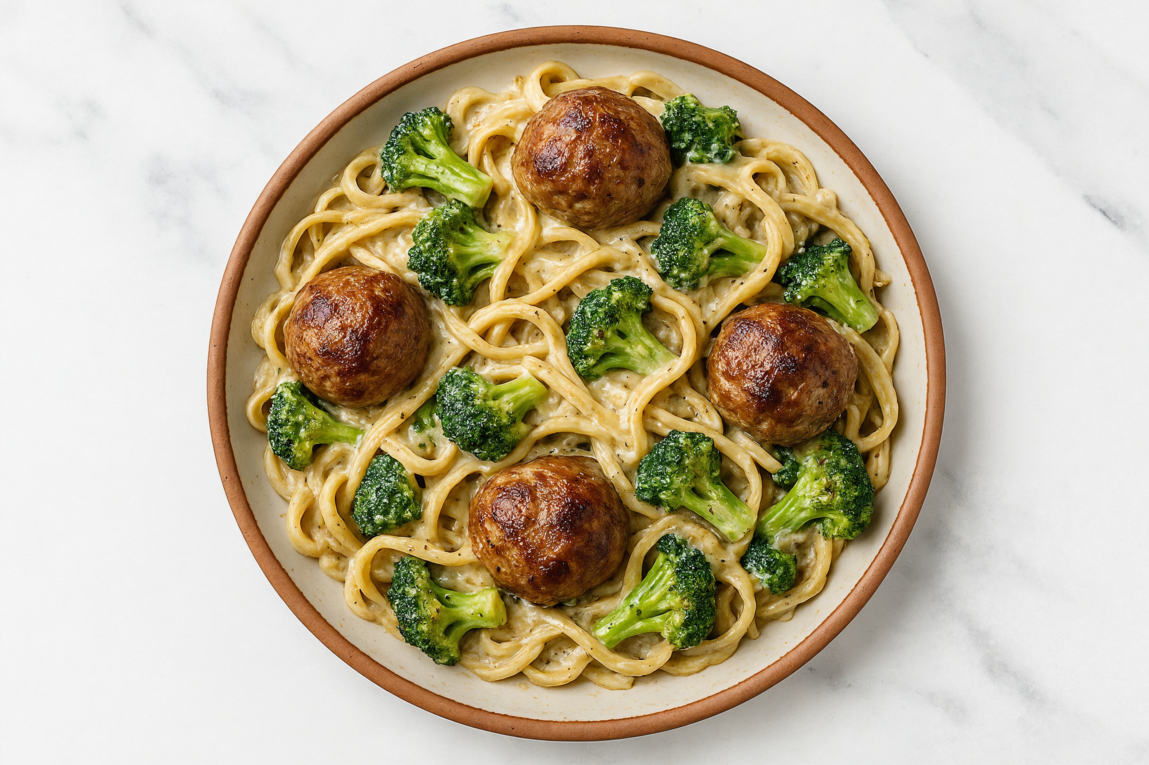 Creamy Rosemary Mushroom Truffle Sauce Beef Meatball Linguine
