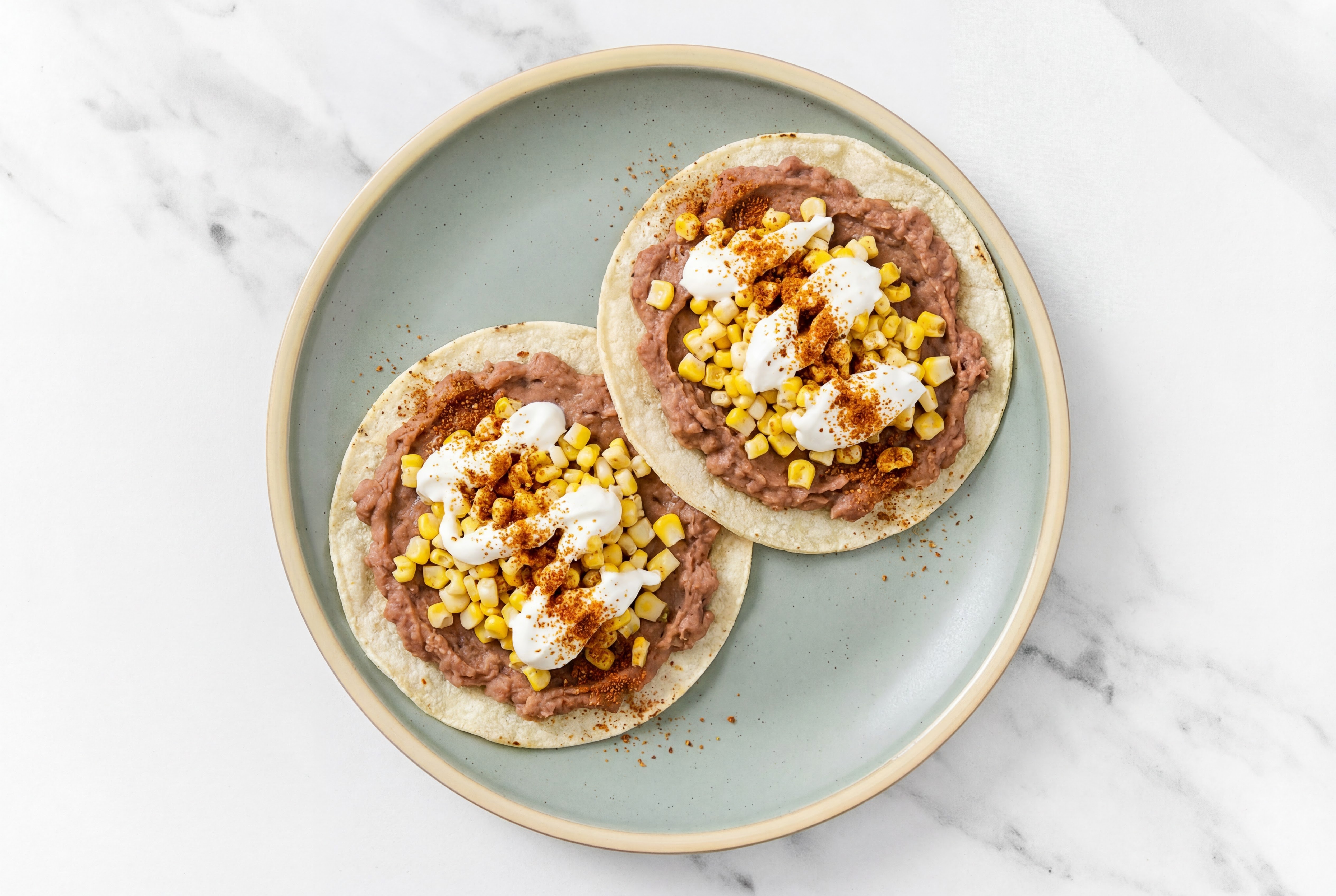 Corn + Refried Red Beans Bean Tostadas