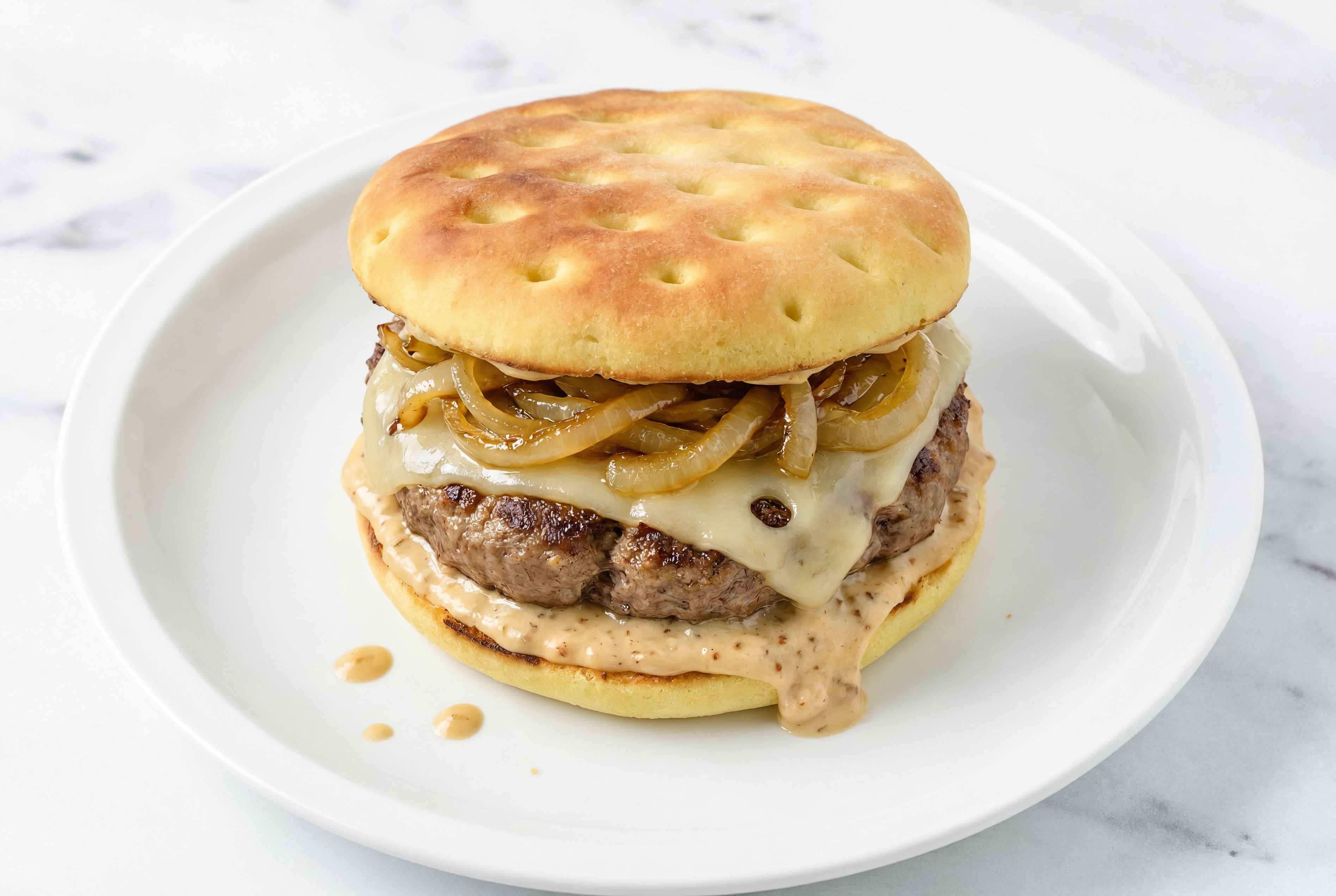 French Onion Swiss Cheeseburger with Wagyu Beef Patties