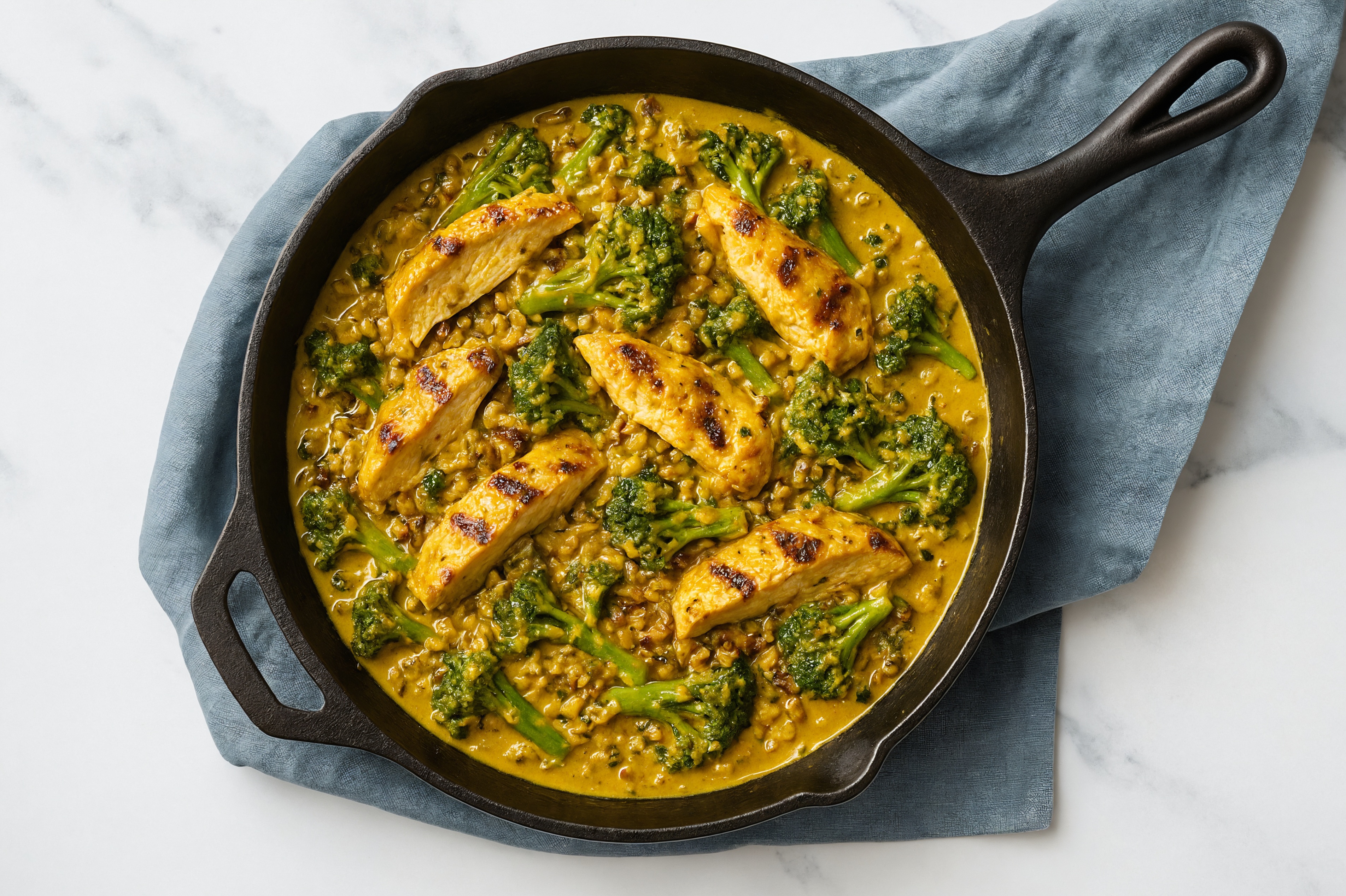 Baby Broccoli + Curry Mediterranean Grilled Chicken Breast Stir-Fry