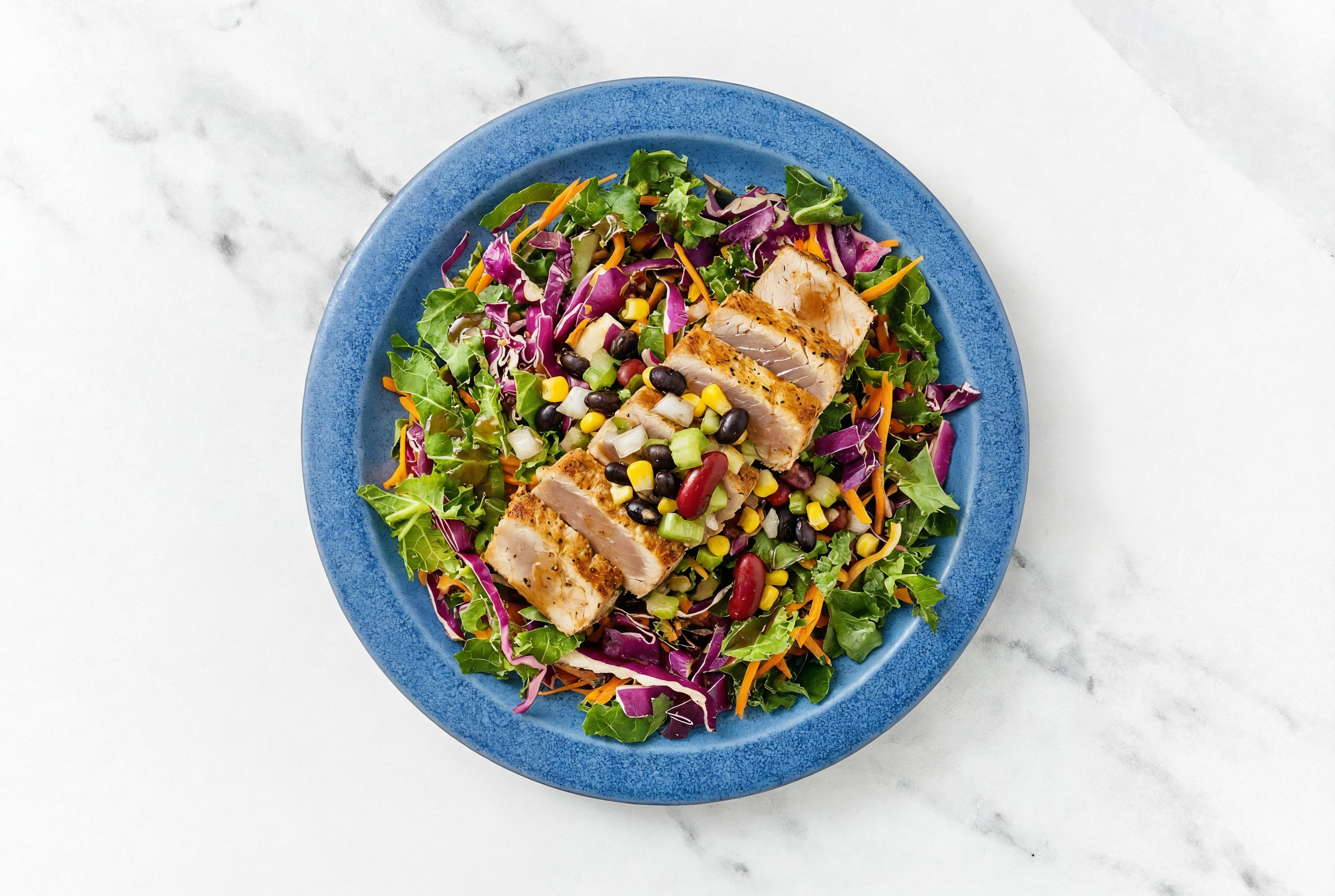  Balsamic Kale Salad with Tuna Steaks & Black Beans