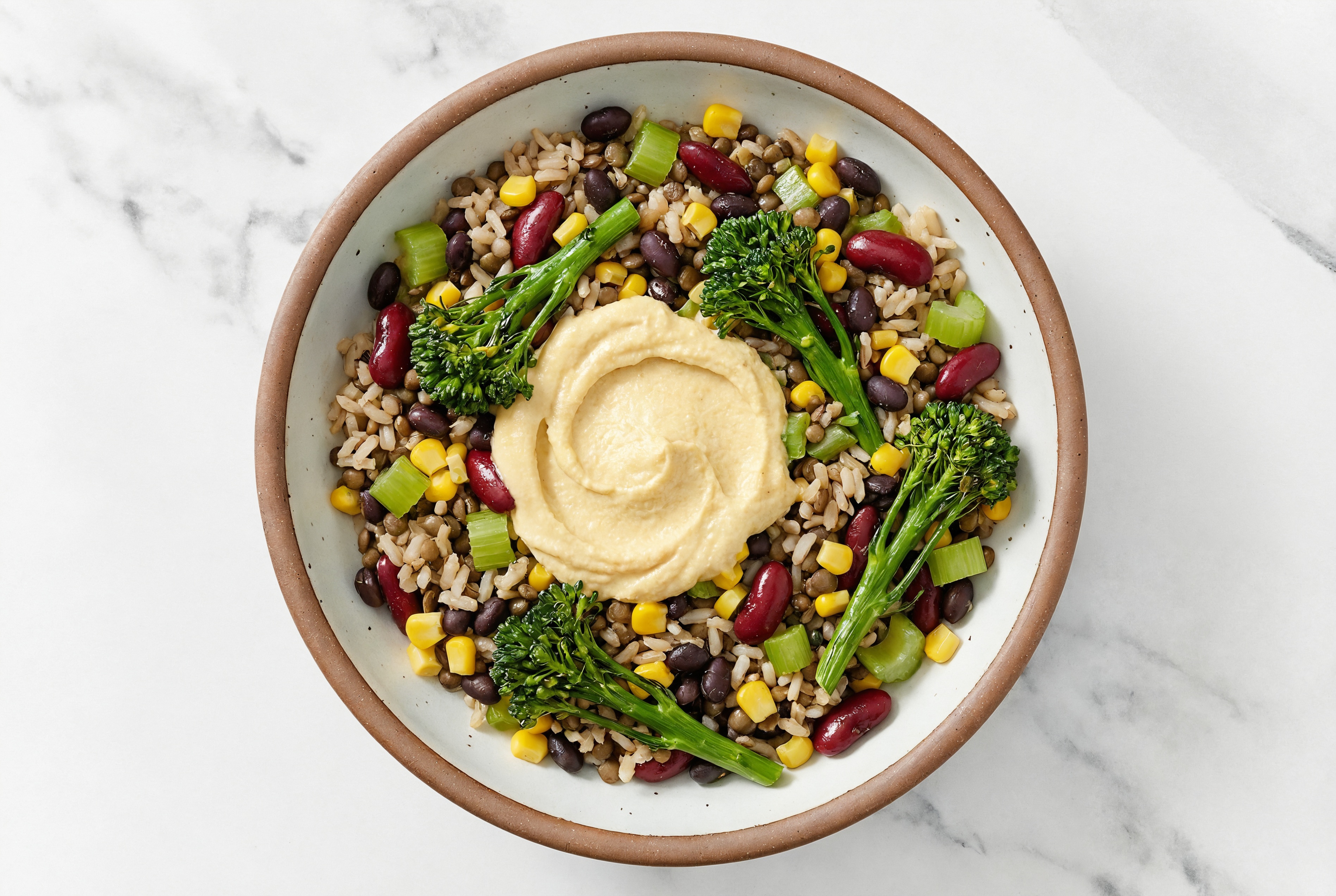 Baby Broccoli + Cucumber Corn Black Bean Salad Bowl