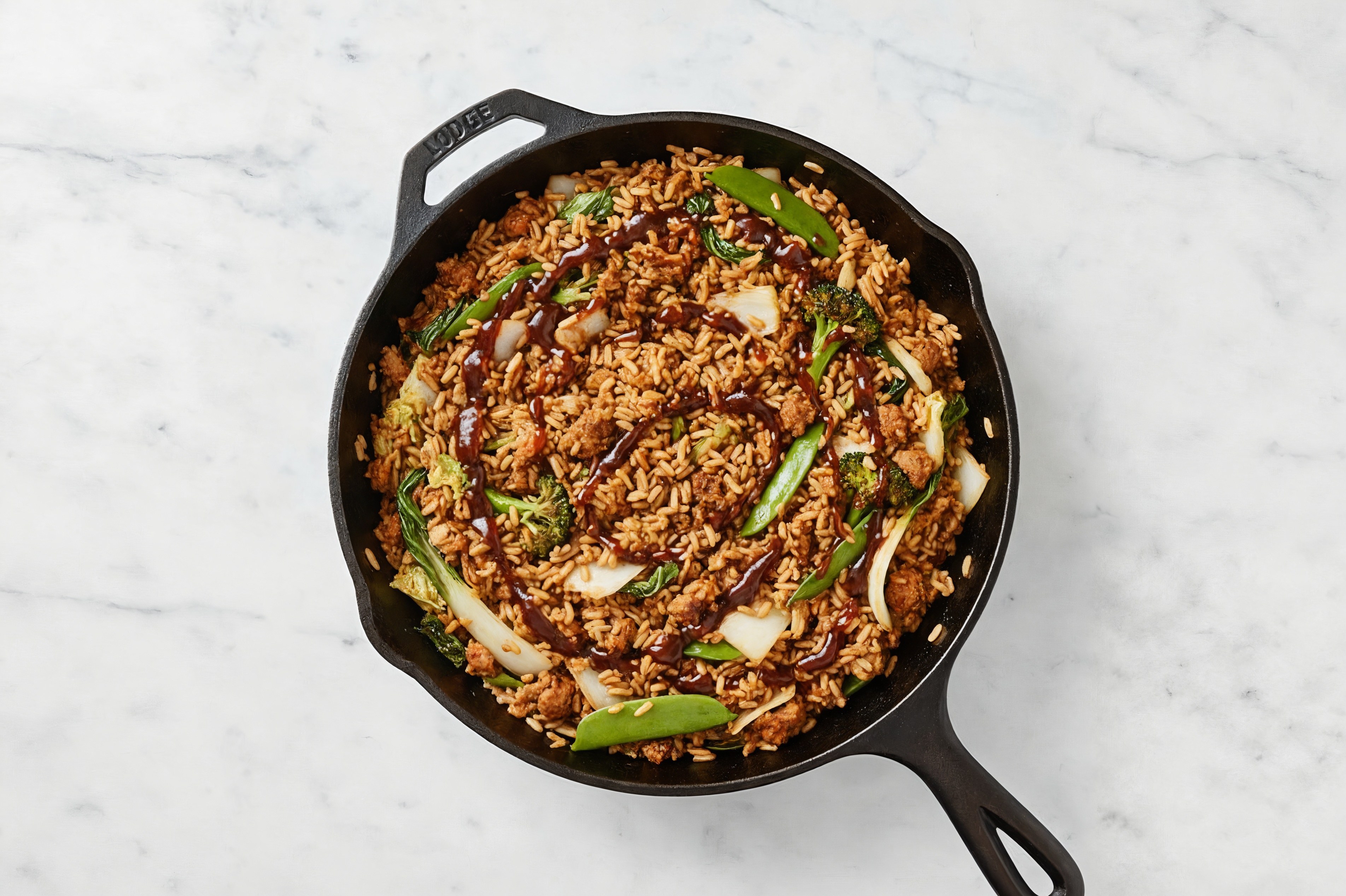 Japanese Bbq Bok Choy + Ground Turkey Stir-Fry with Brown Rice