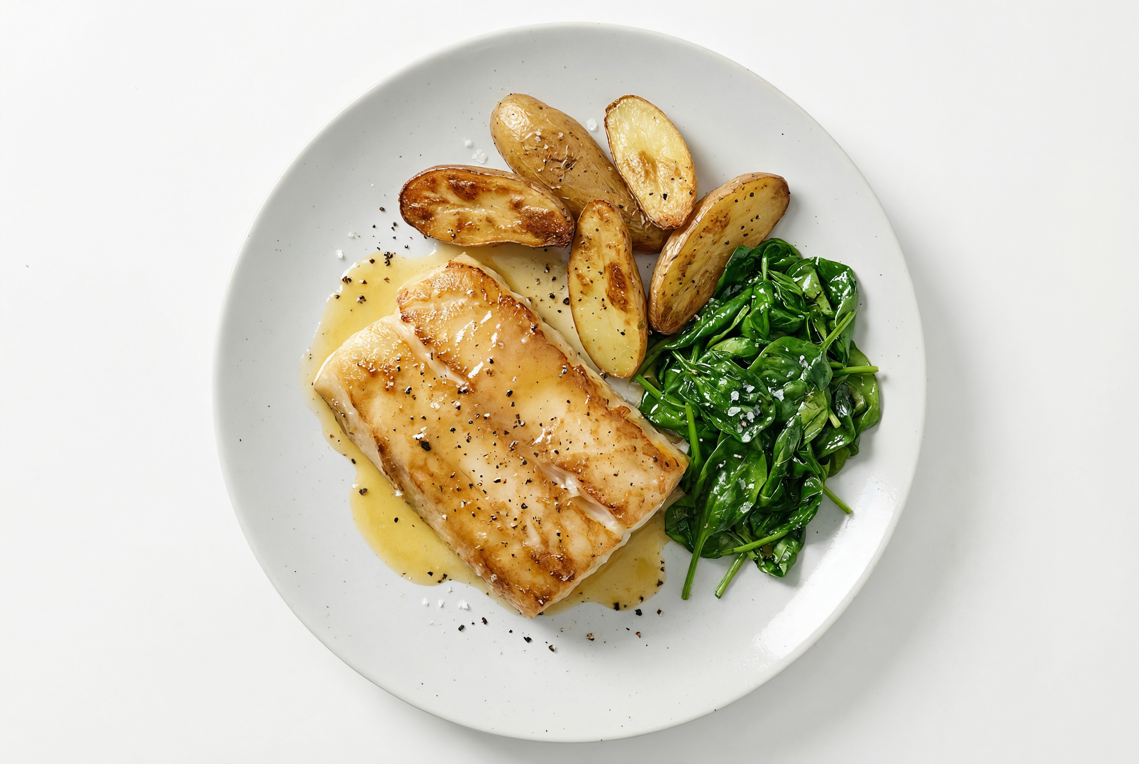 Lemon-Butter Barramundi with Fingerling Potatoes & Spinach