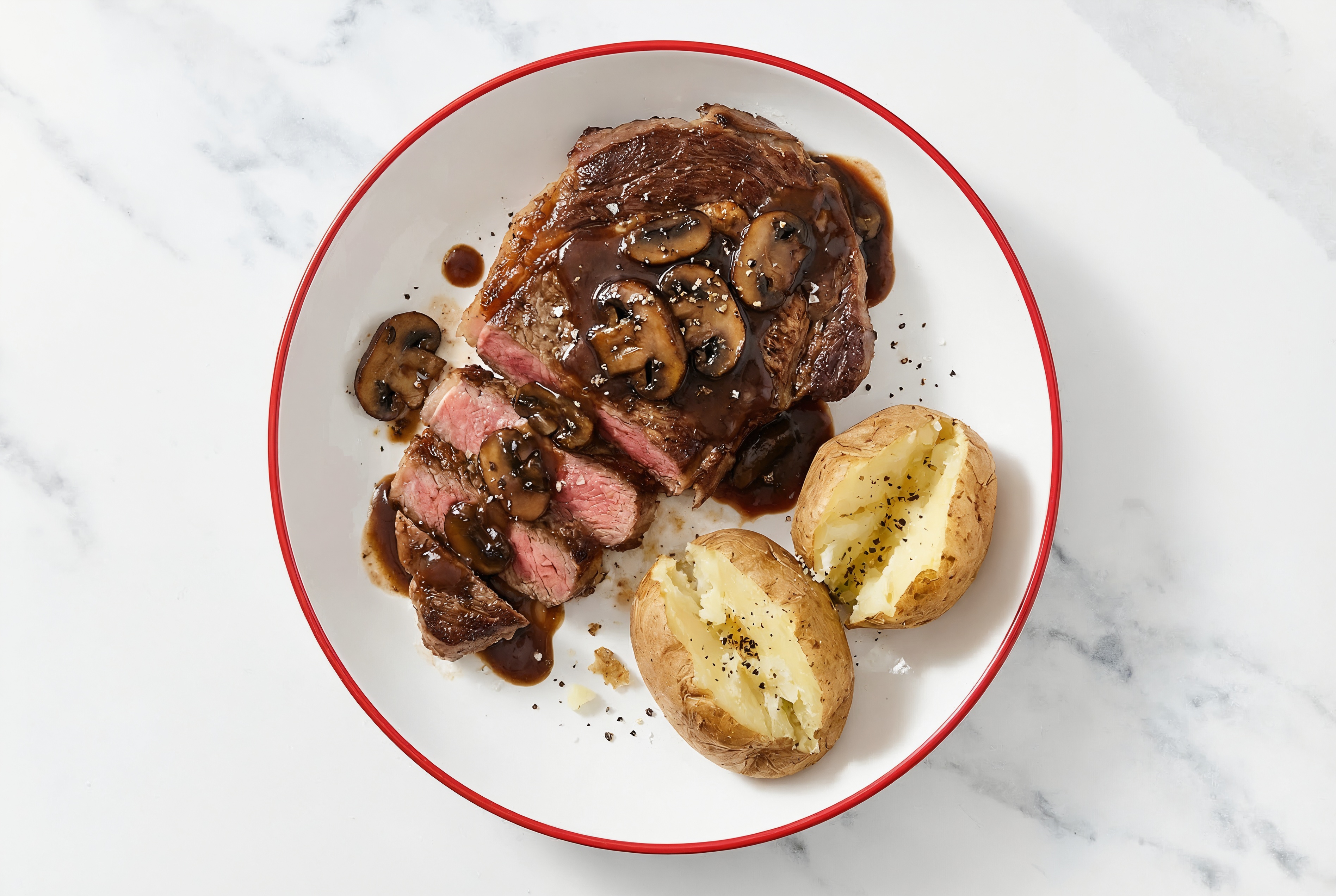 Zesty Ribeye Steak with Mushroom Pan Sauce