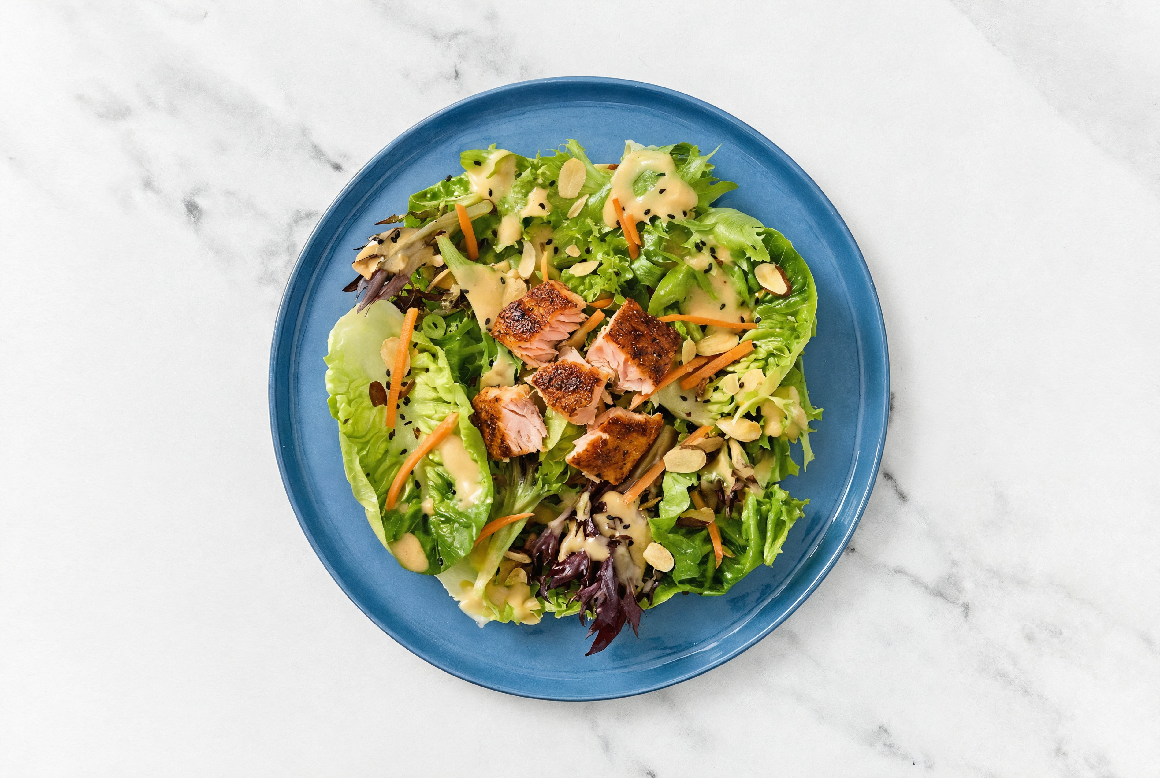 Little Gem Salad with Blackened Smoked Salmon