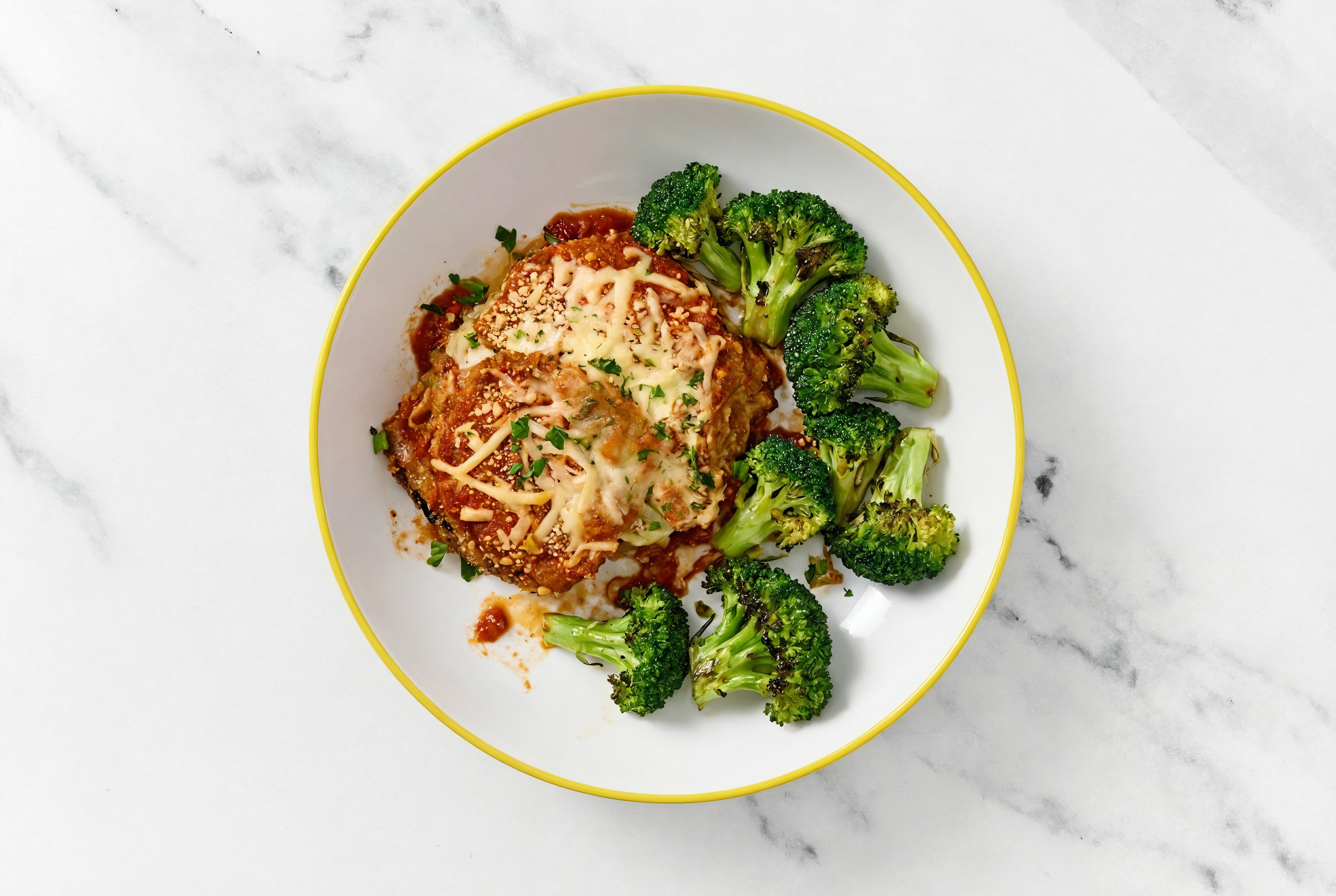 Eggplant Parmesan with Broccoli