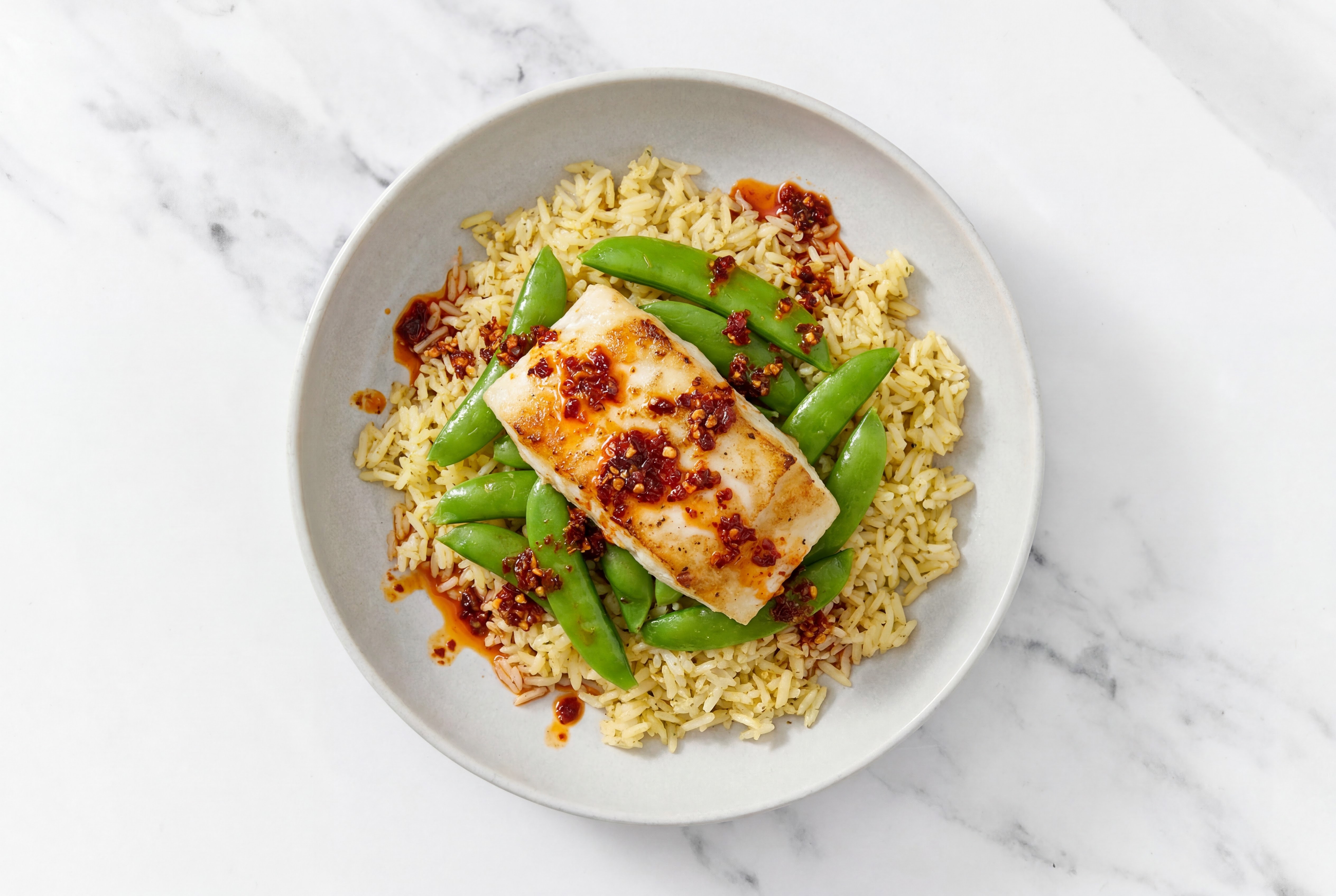 Chili Crisp Barramundi Seasoned Jasmine Rice Bowl