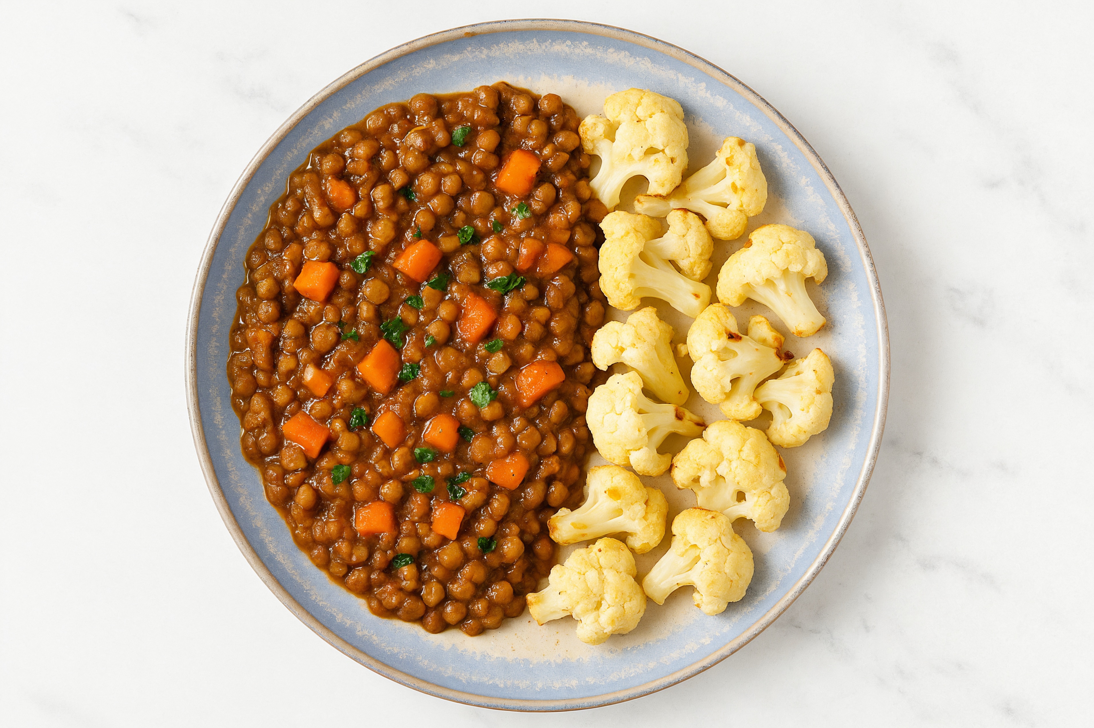 French Mirepoix Lentils with Cauliflower