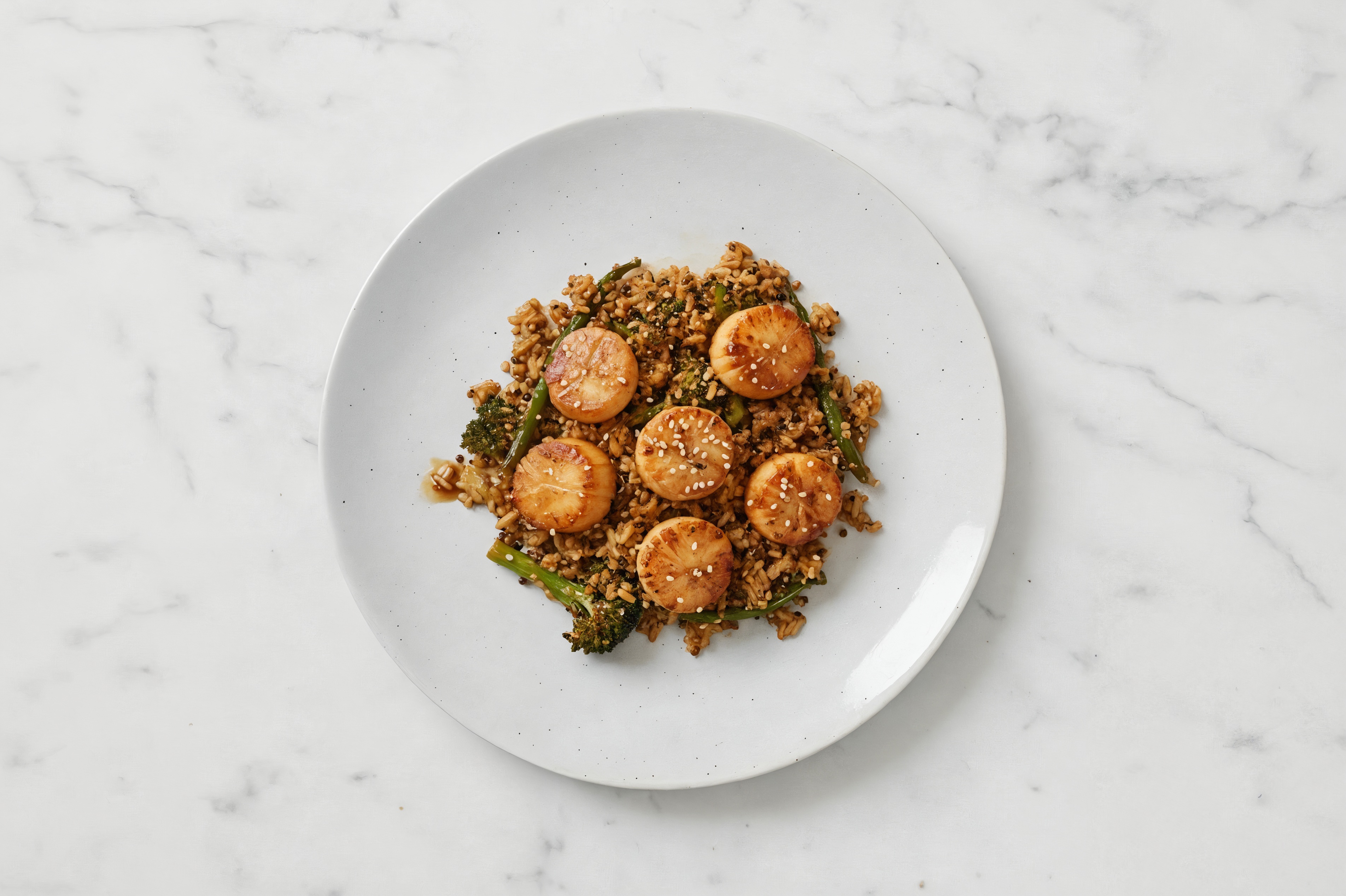 Sesame Ginger Scallops + Organic Broccoli Stir-Fry