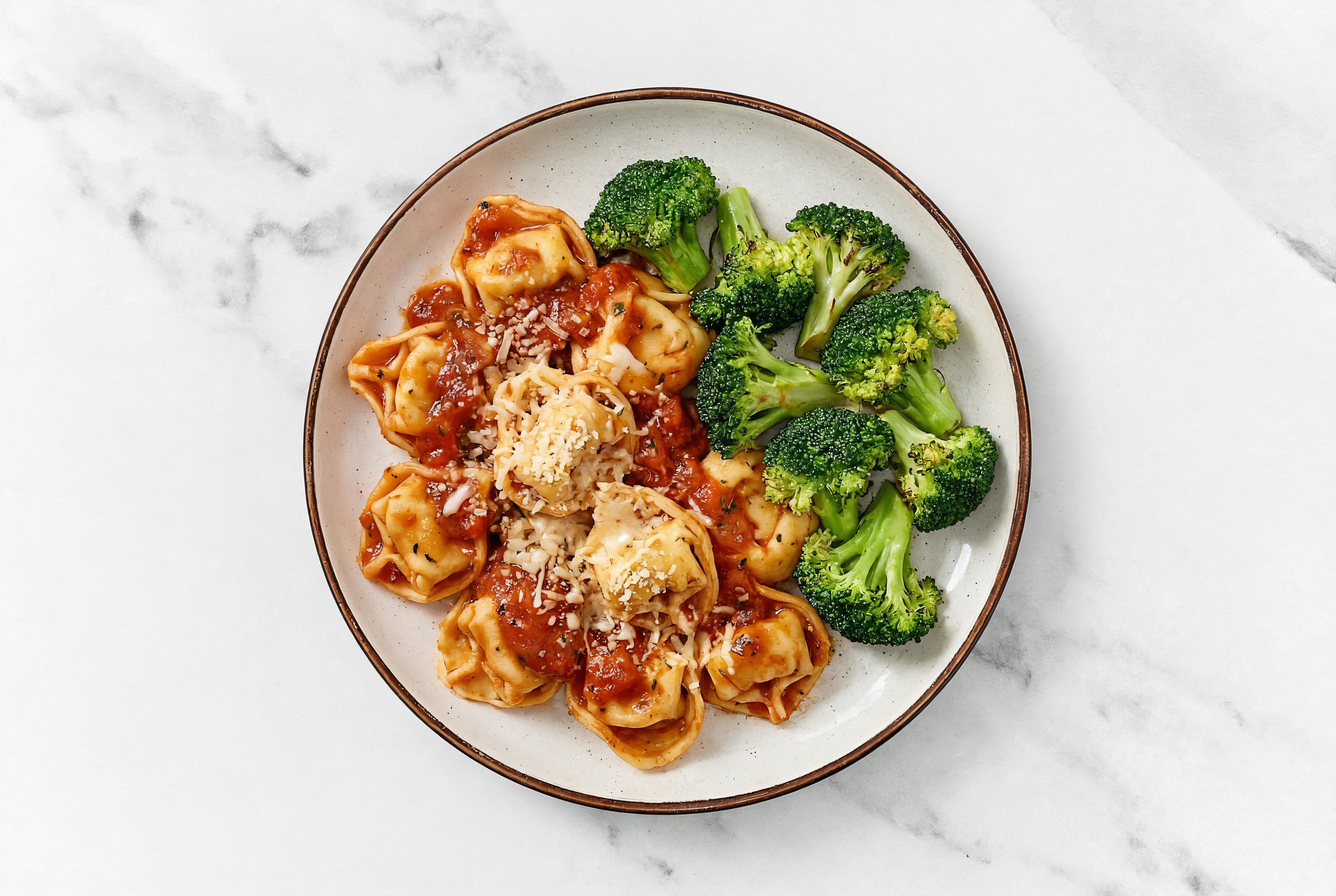 Herby Classic Marinara Parm Tortelloni with Broccoli Florets
