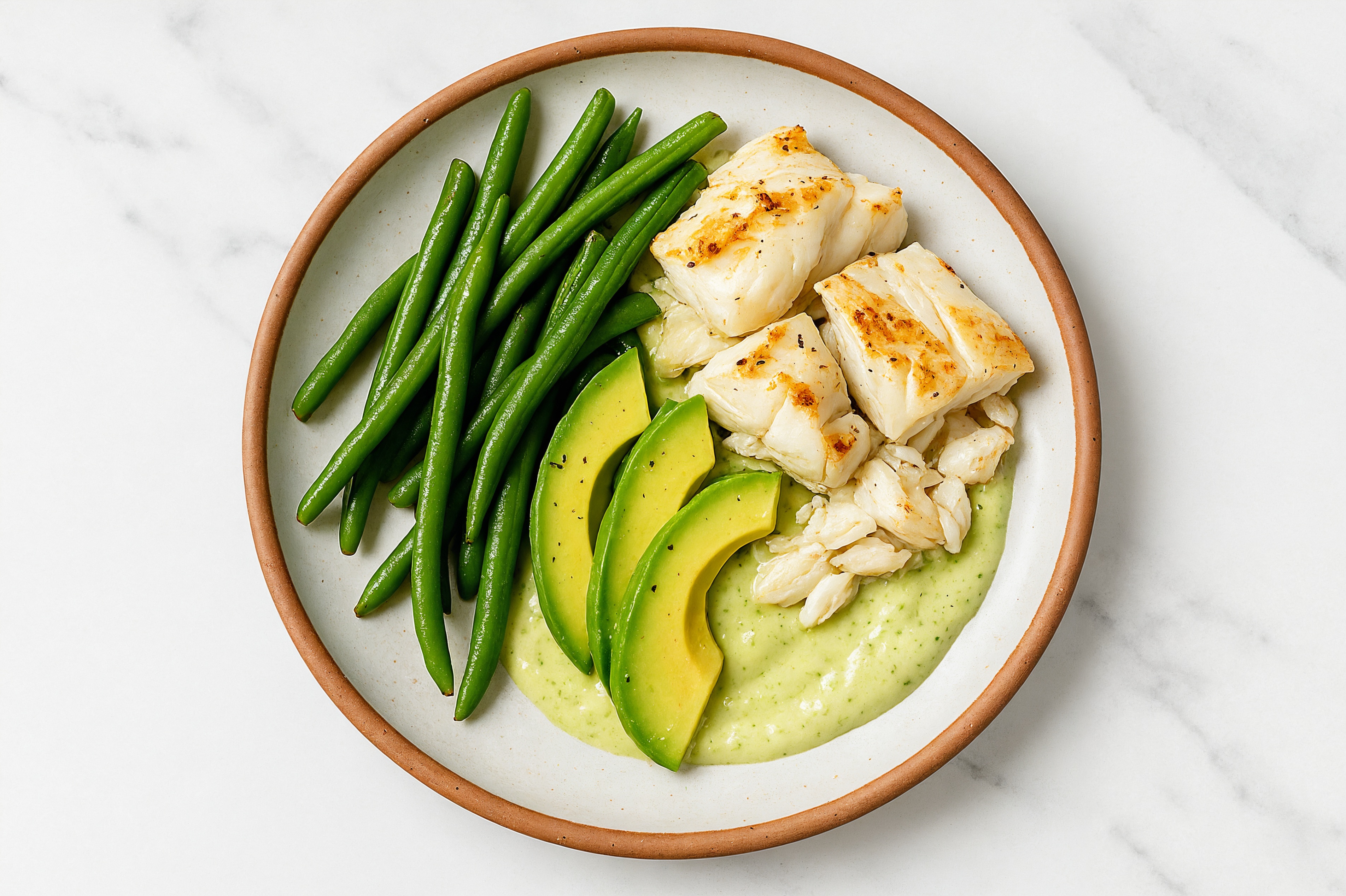  Extra Trimmed Green Beans Green Goddess Halibut Bowl