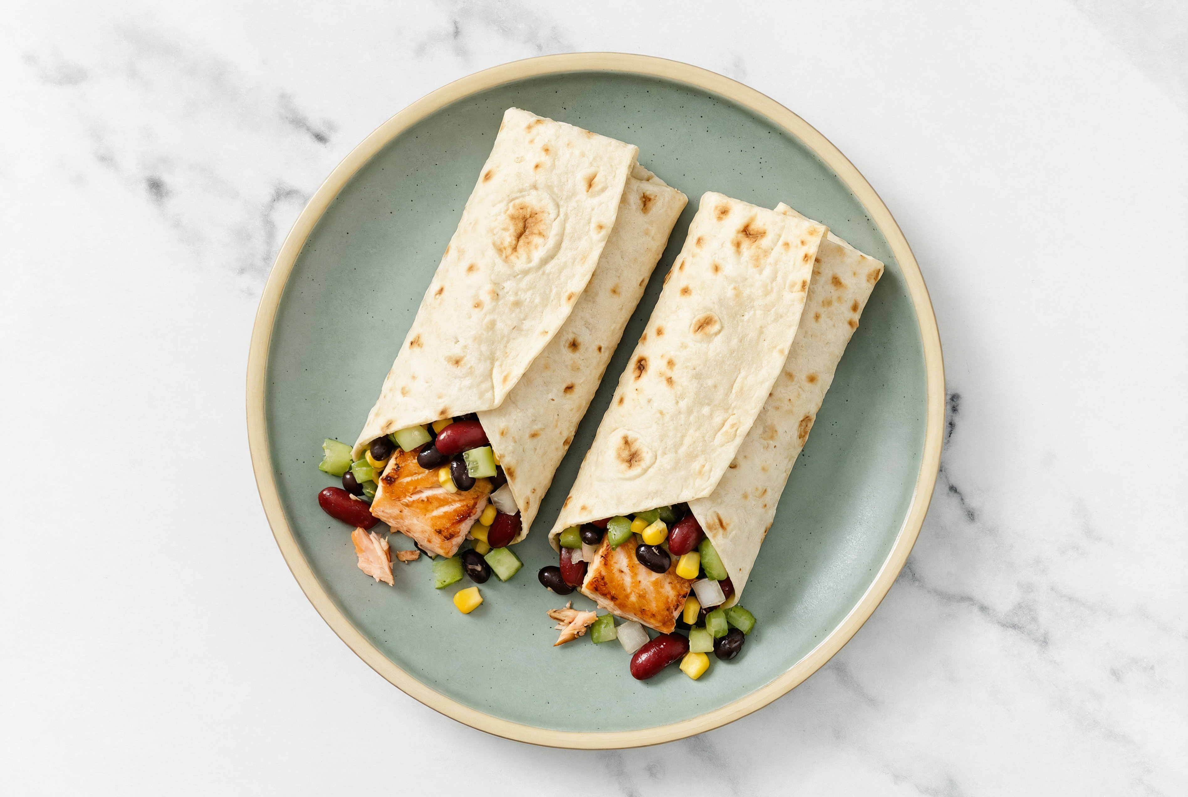 Salmon + Bean Salad Lavash Wrap