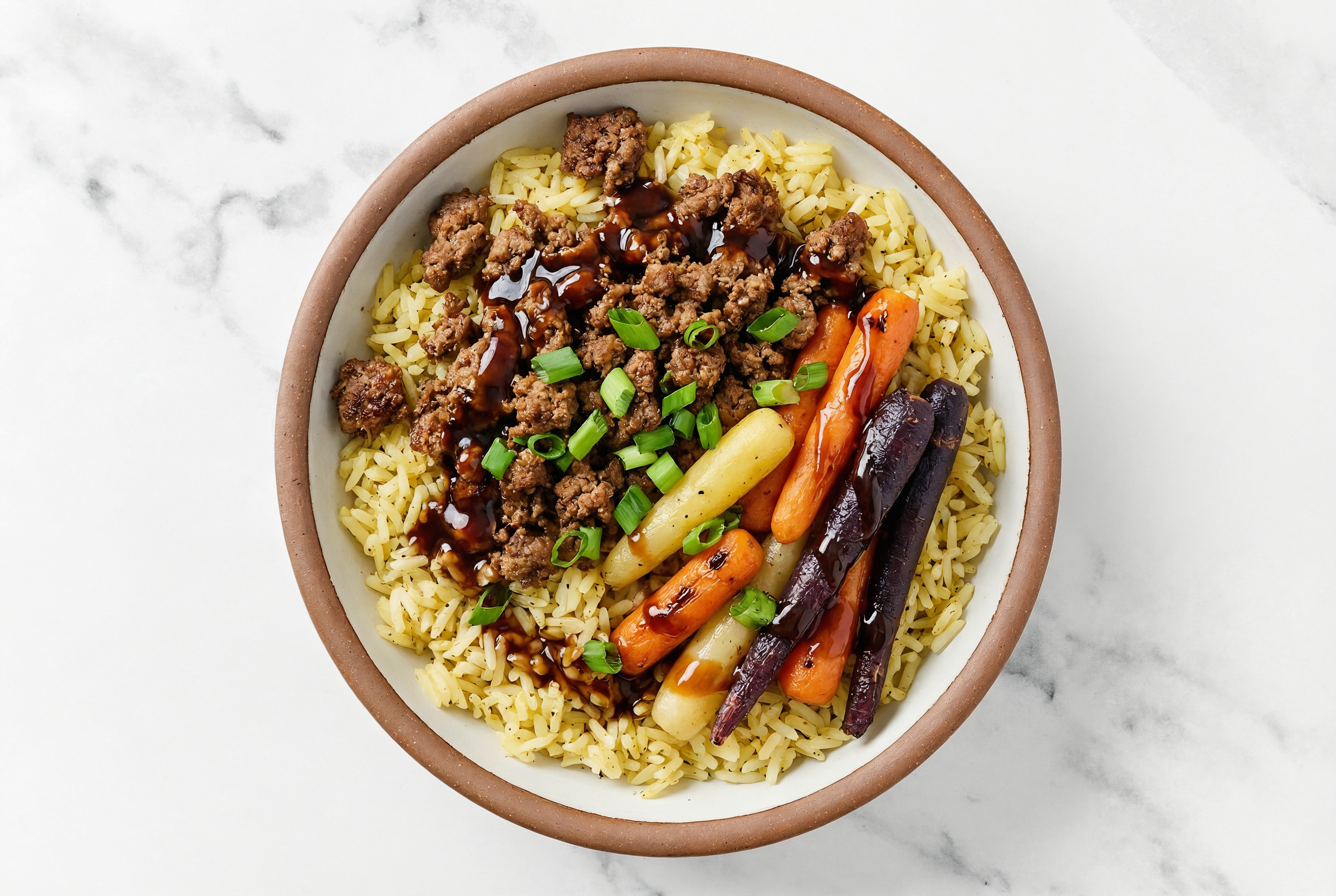 Teriyaki Mexican-Style Ground Beef Seasoned Jasmine Rice Bowl