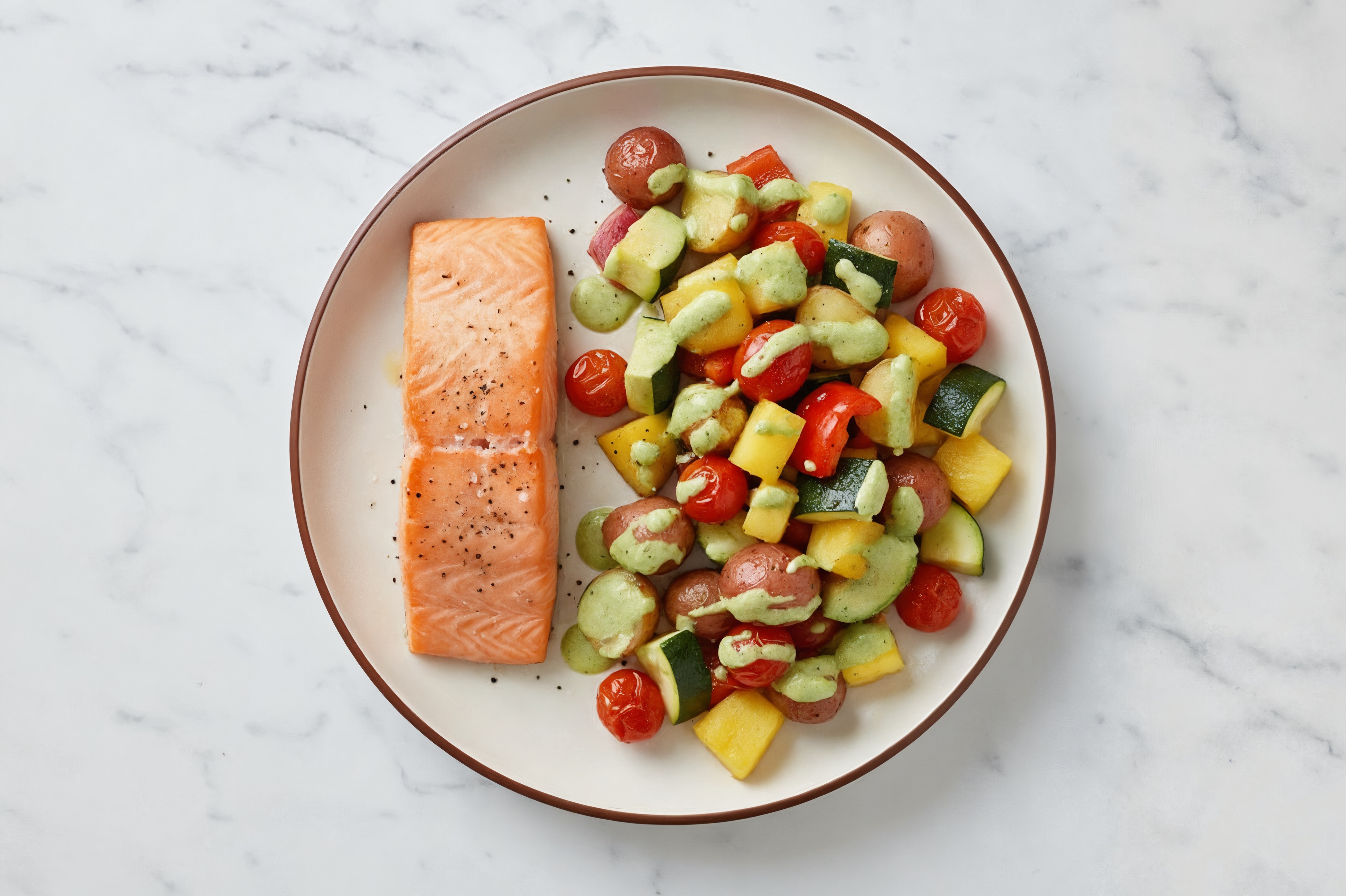 Sheet Pan Green Goddess-Salmon with Potatoes & Squash