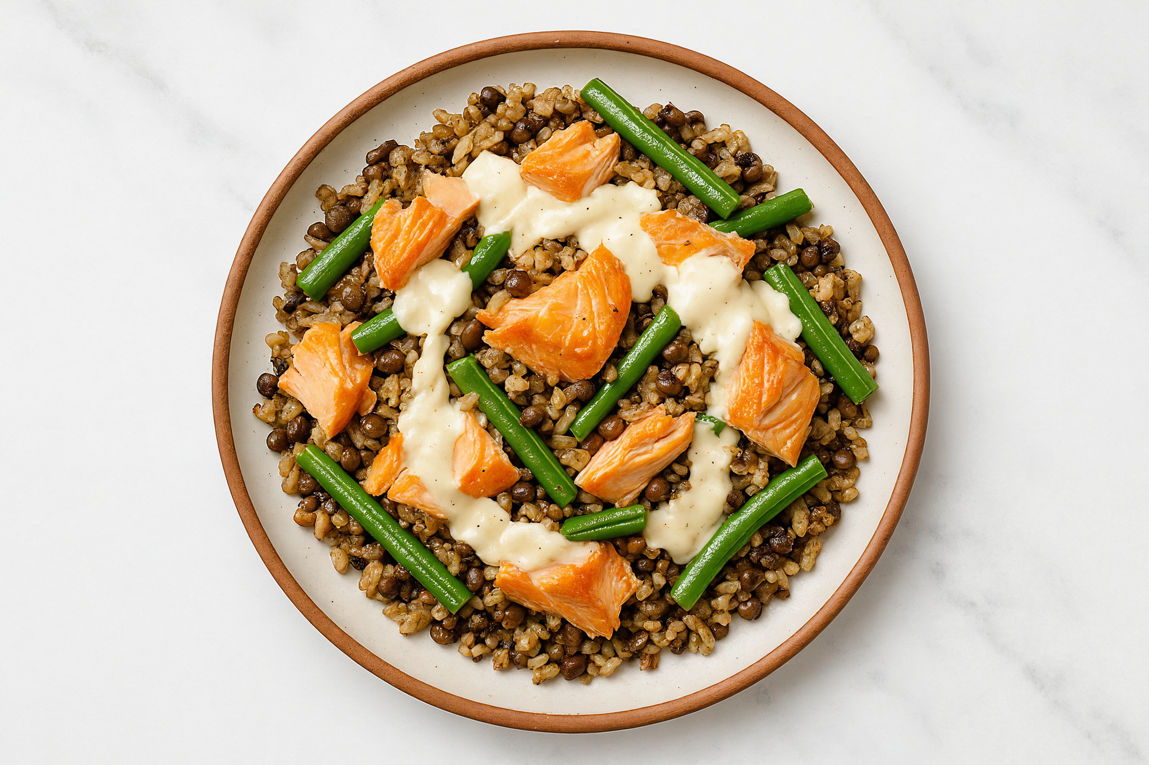Creamy Garlic Smoked Salmon + Organic Green Bean Protein Bowl