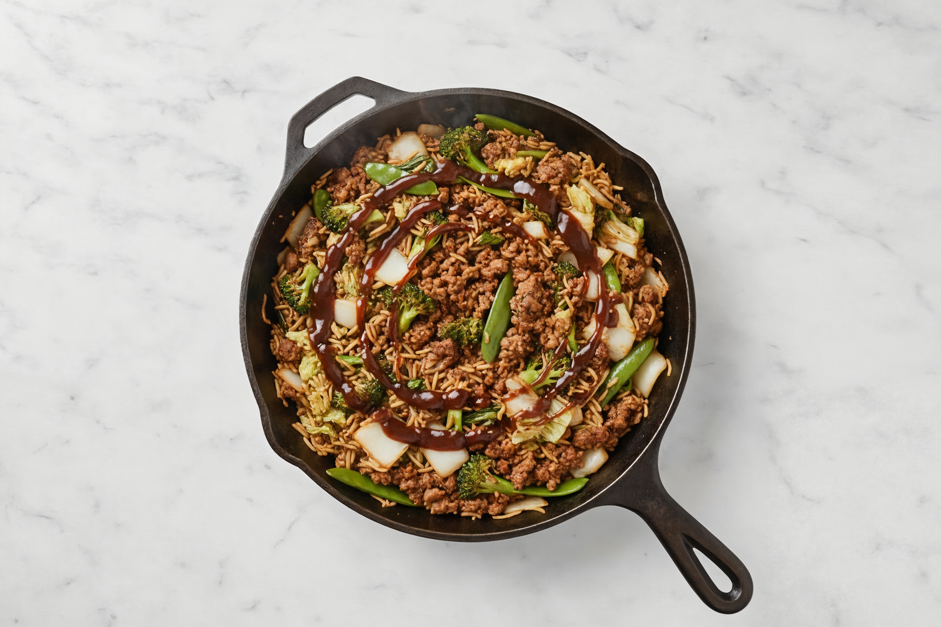 Teriyaki Bok Choy + Ground Bison Stir-Fry with Long Grain White Rice