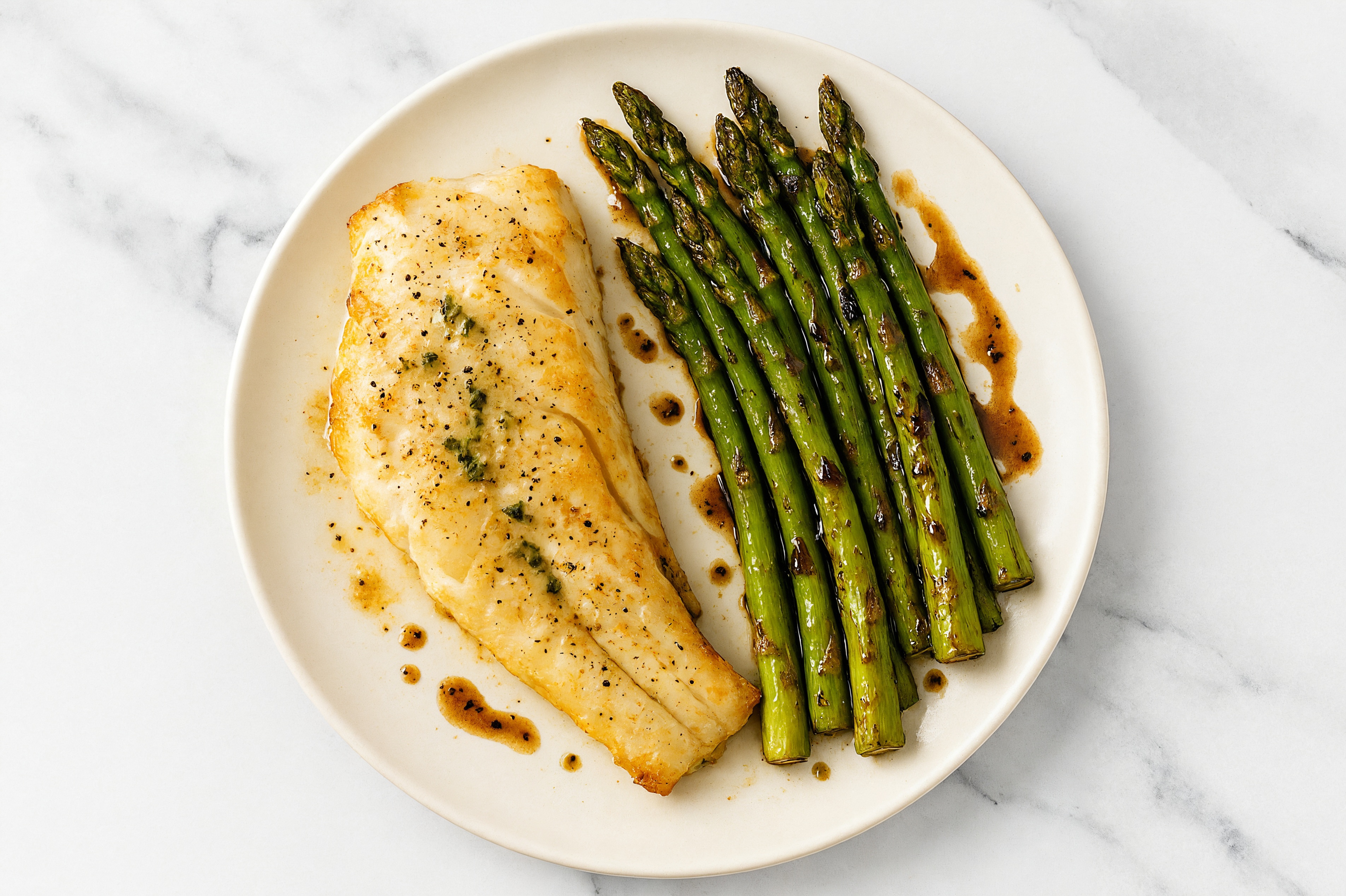  Buttery Lemon Pepper Cod + Balsamic Roasted Asparagus
