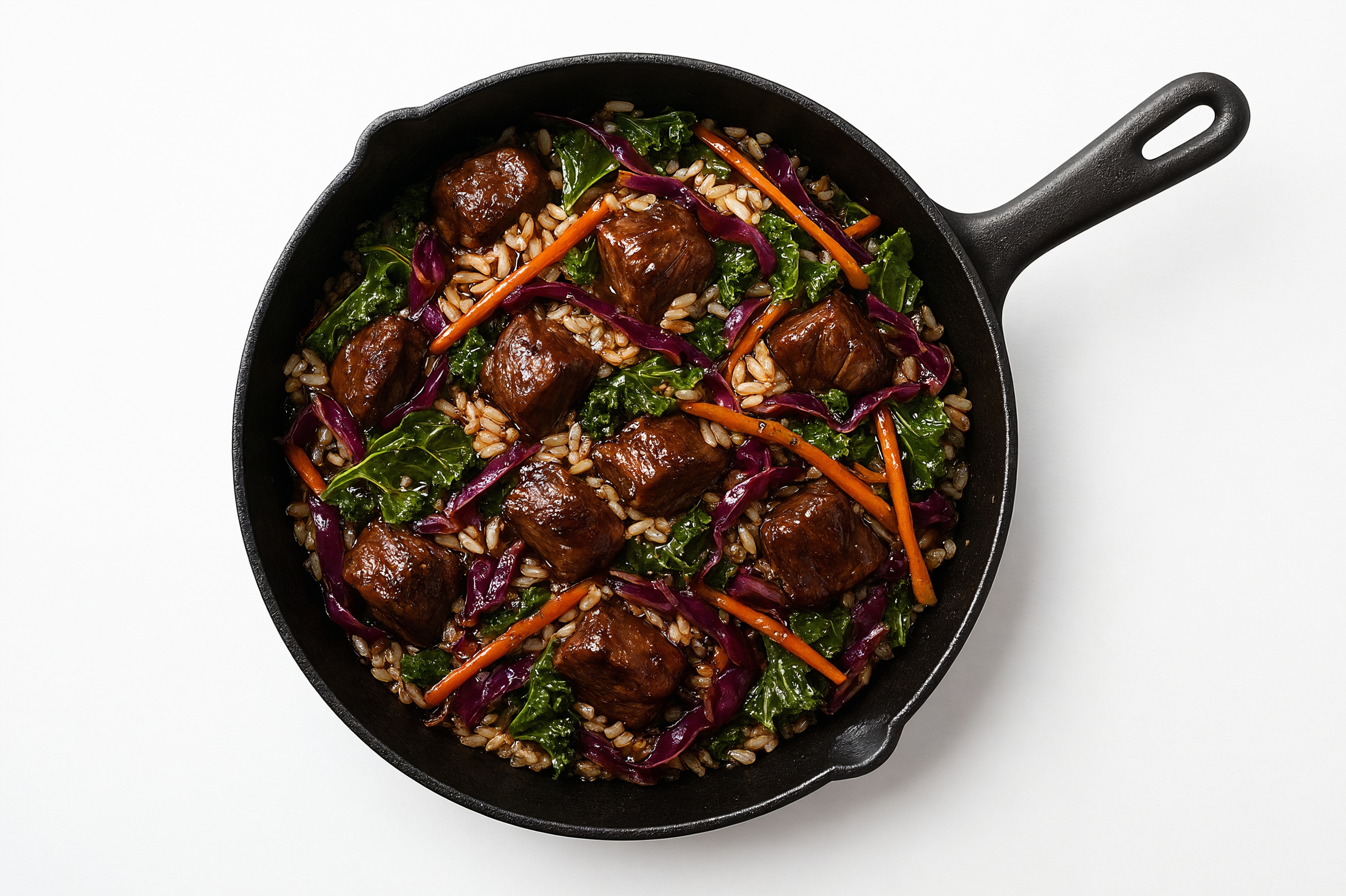 Teriyaki Rainbow Veggie + Lamb Stir-Fry with Long Grain White Rice