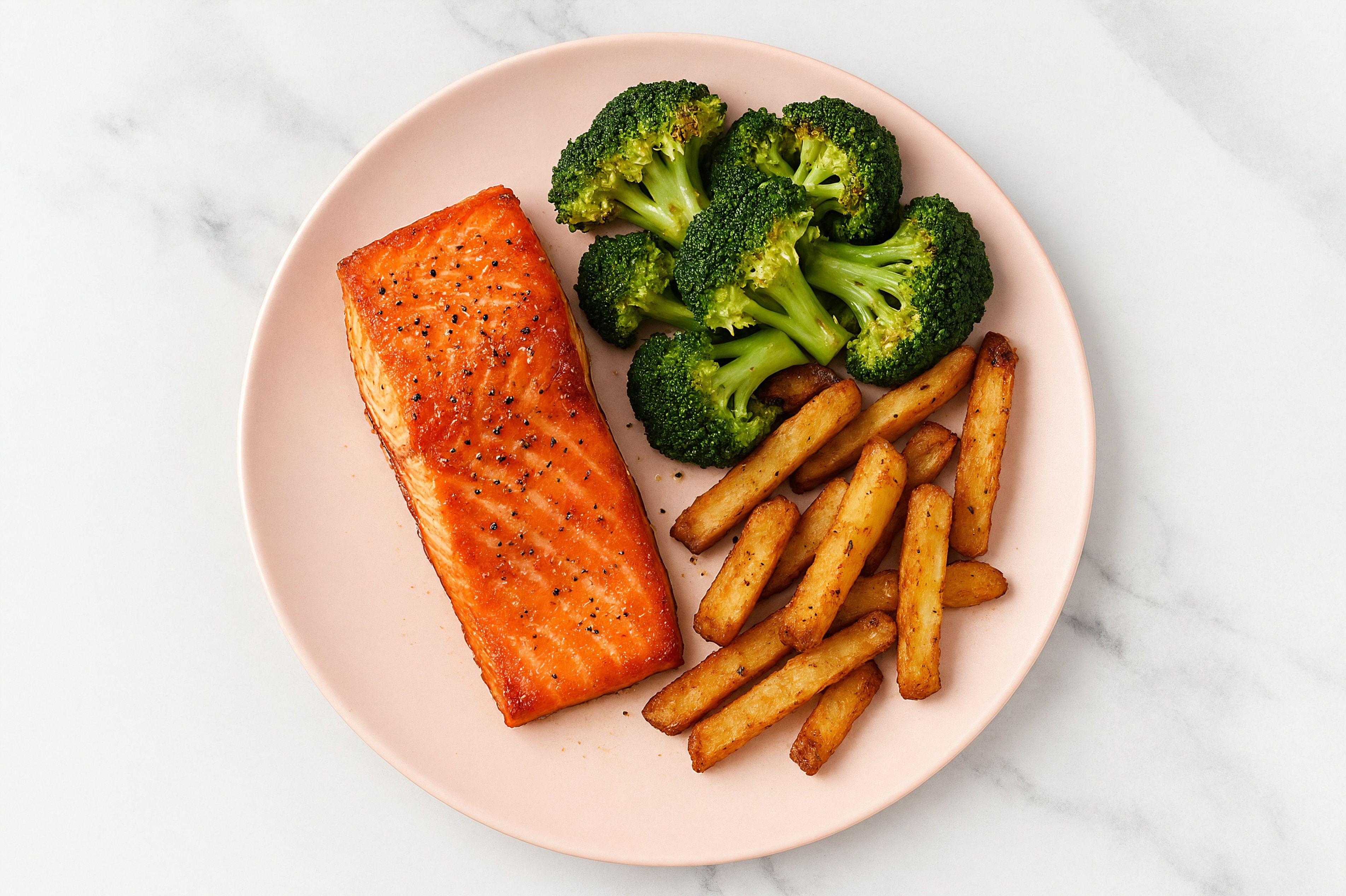 Savory Salmon with Organic Broccoli + Veggie Super Fries