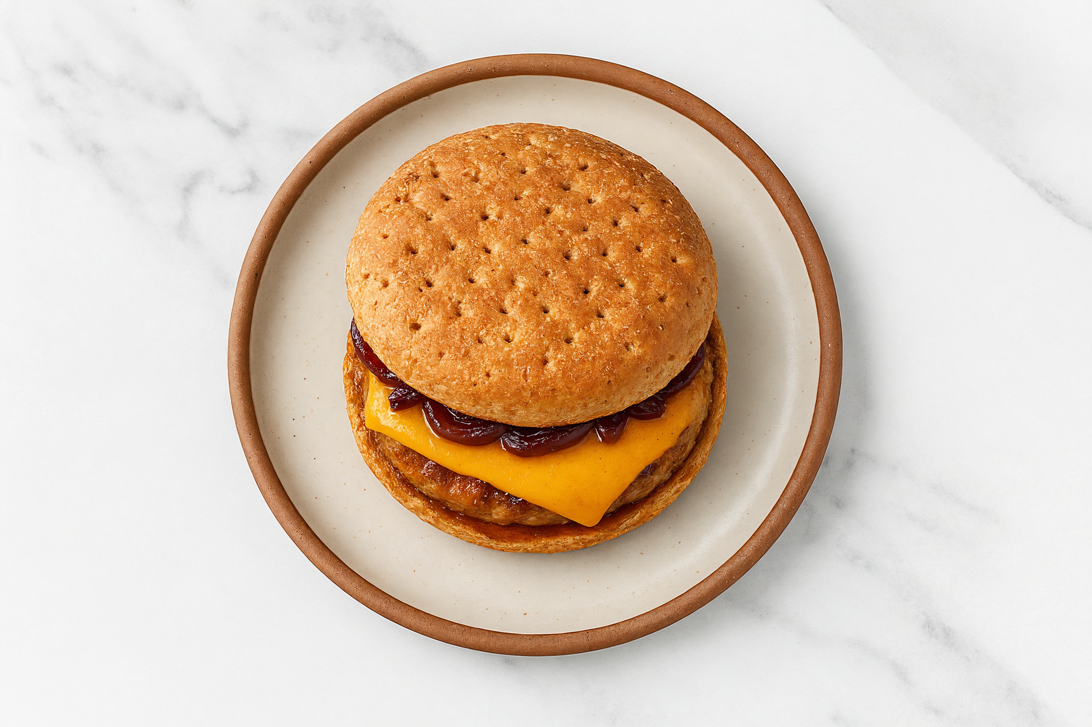  Smoky Bacon Chicken BBQ Burger with Caramelized Onions