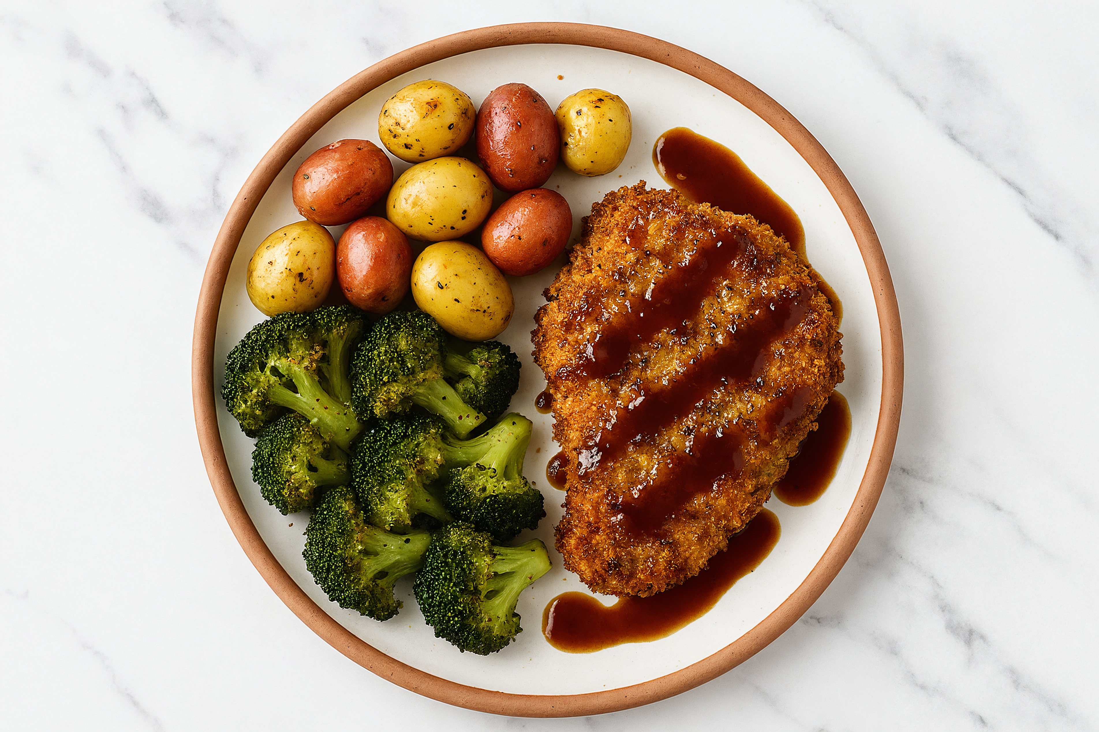  Homestyle Balsamic Breaded Pork Chops with Broccoli Florets