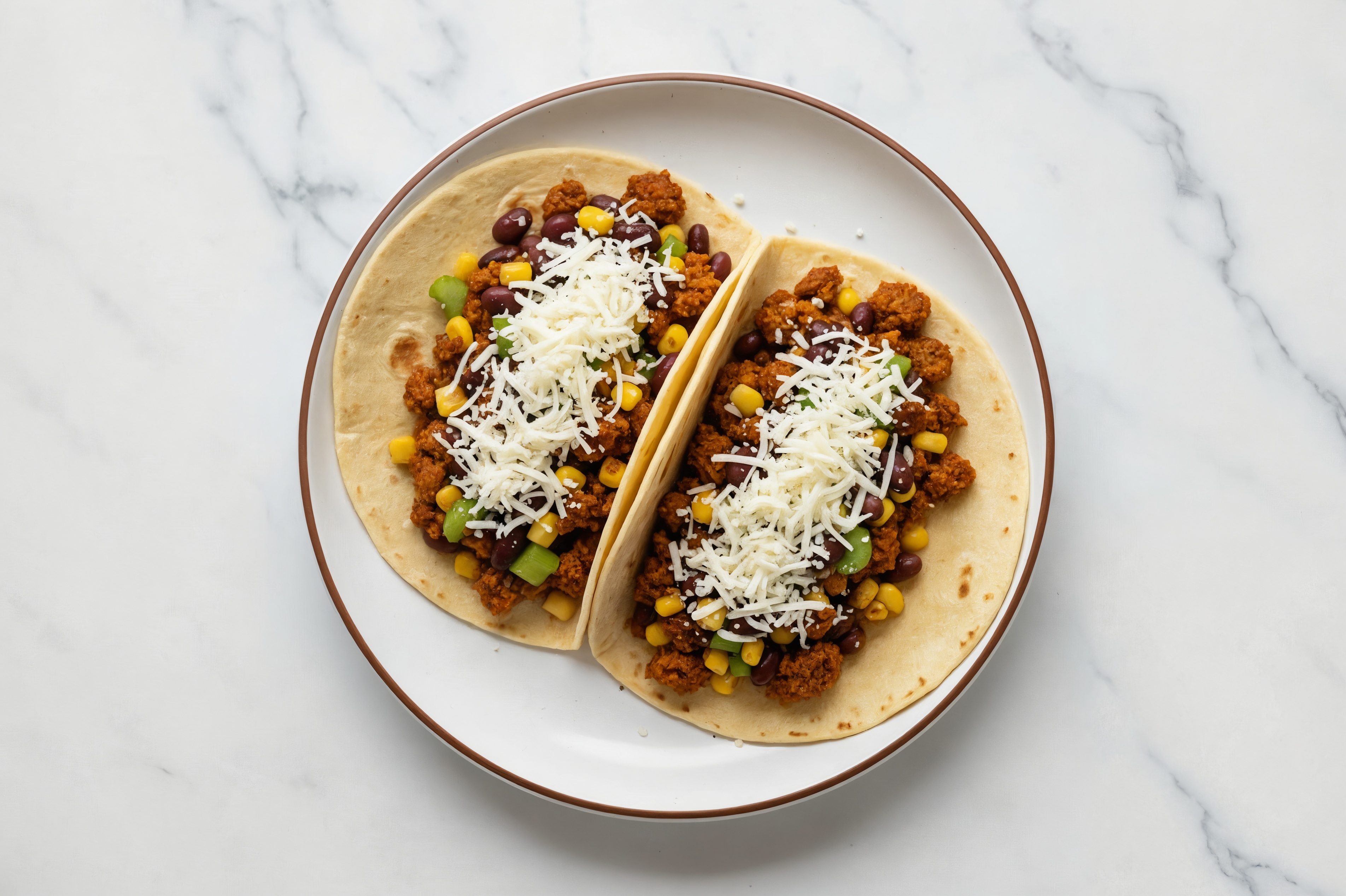 Cheezy "Chorizo" Tacos on Low Net High Fiber Tortilla-Carb Tortillas