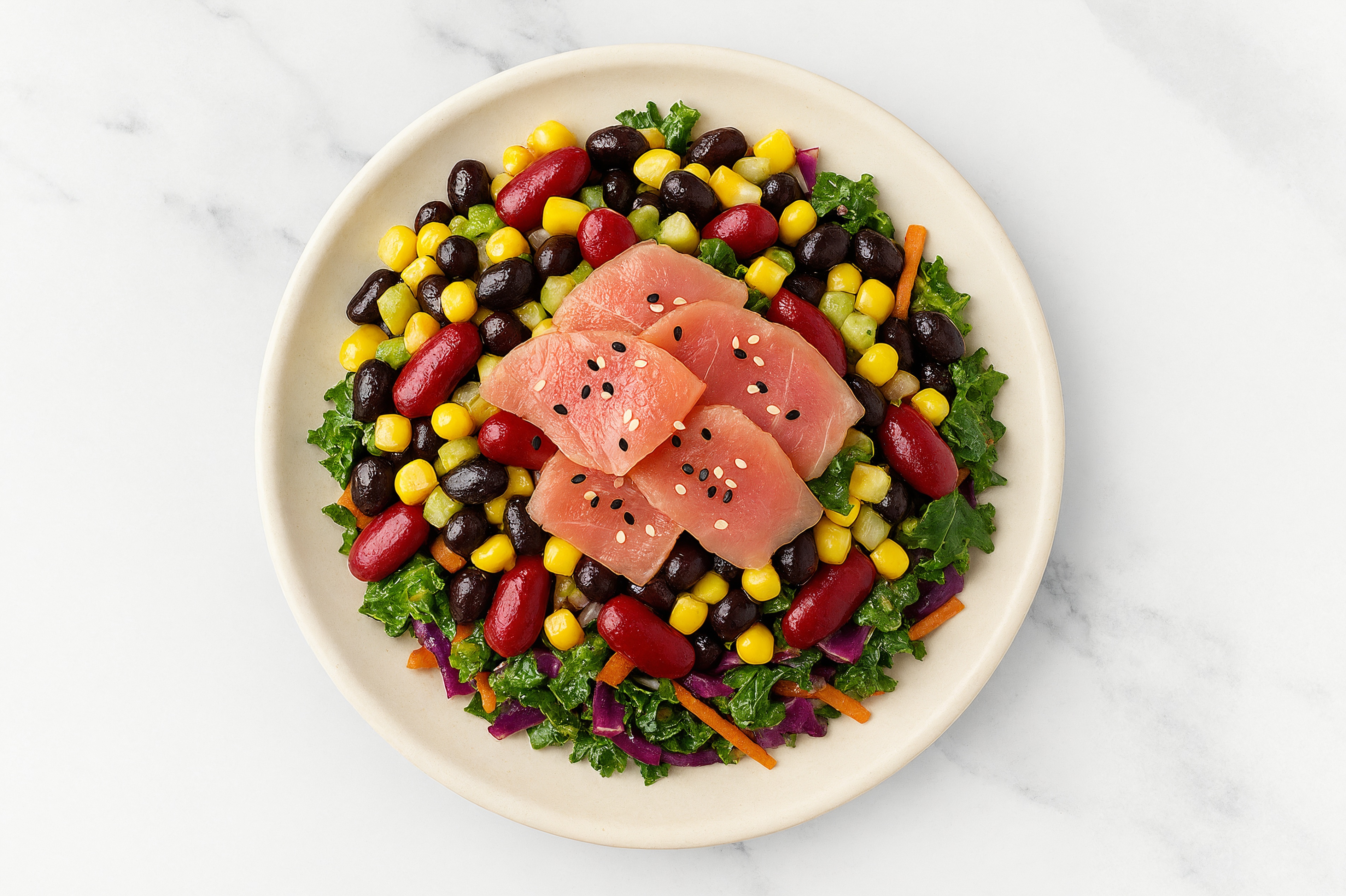 Balsamic Kale Salad with Smoked Tuna & Black Beans