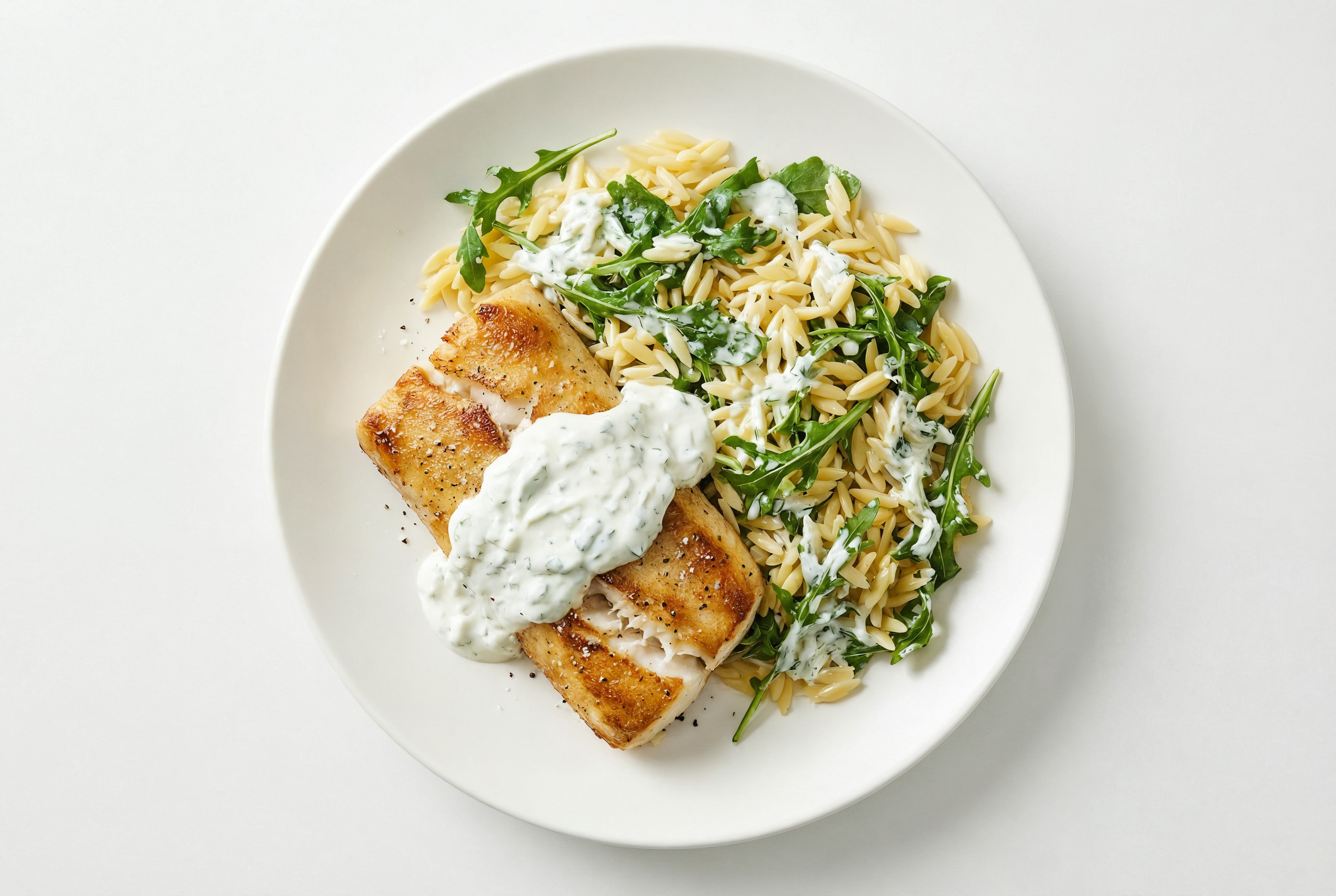 Seared Barramundi + Herby Orzo