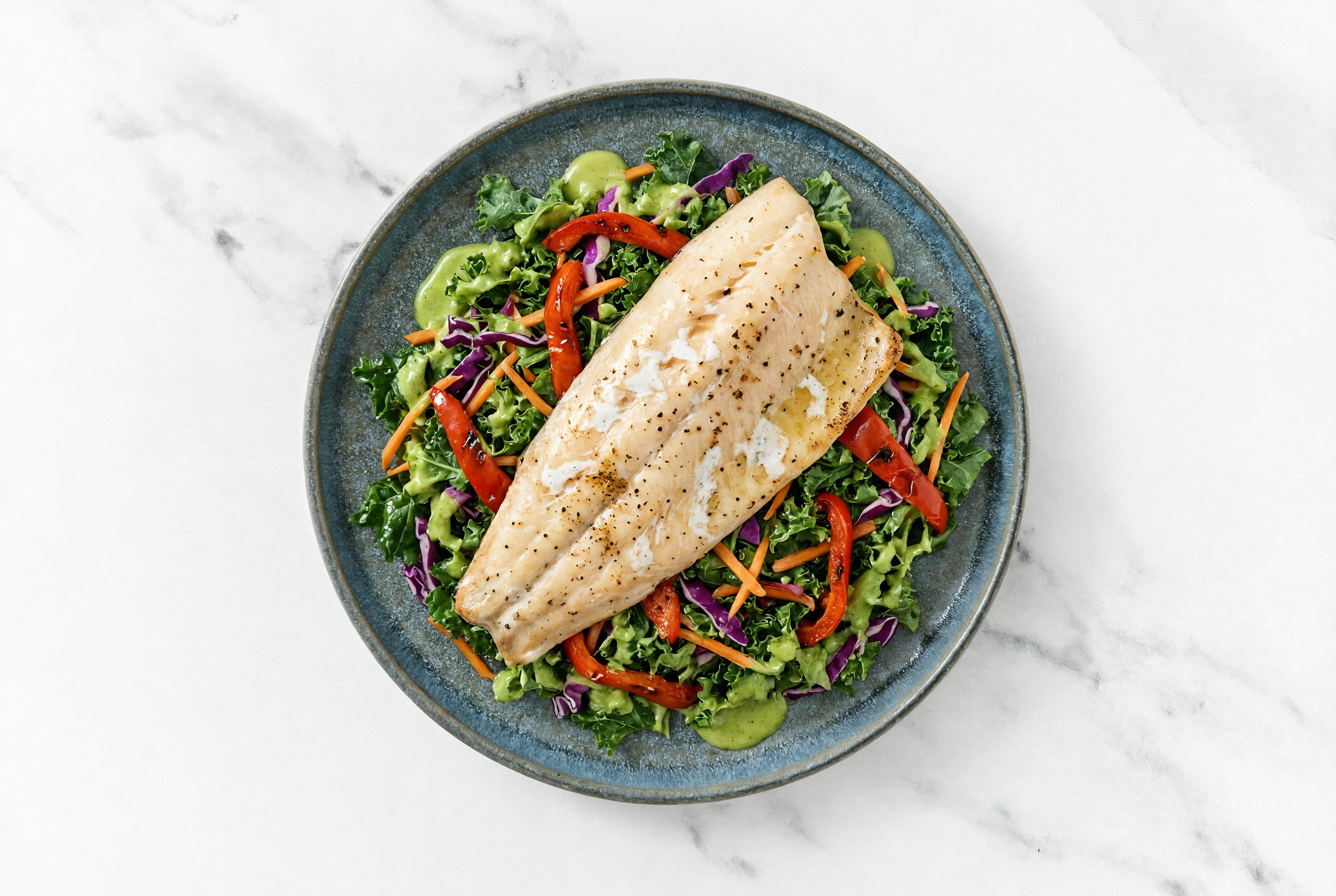 Rainbow Salad with Trout, Peppers & Avocado