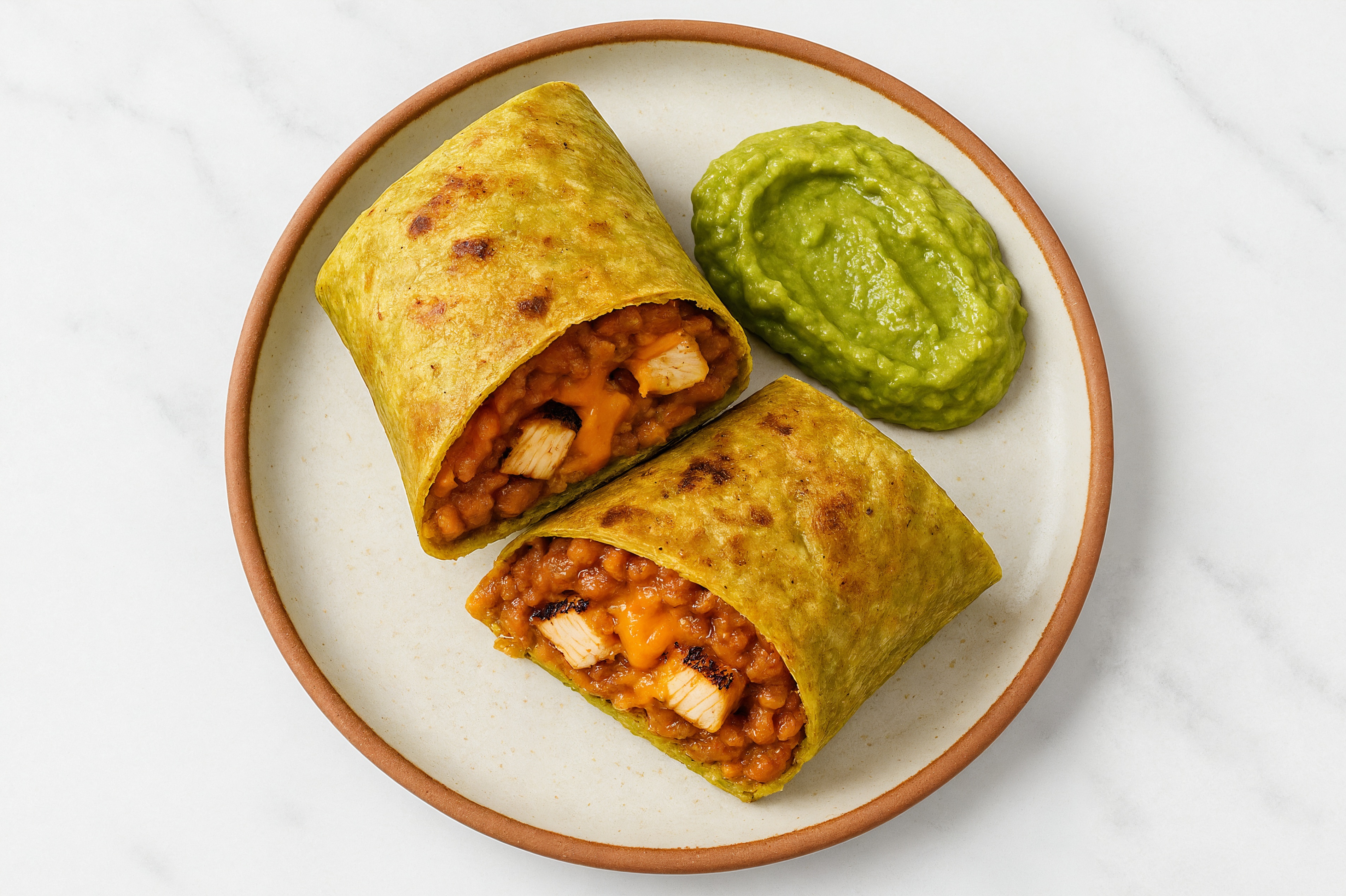 Cheesy Blackened Chicken Burrito with Spinach Tortilla