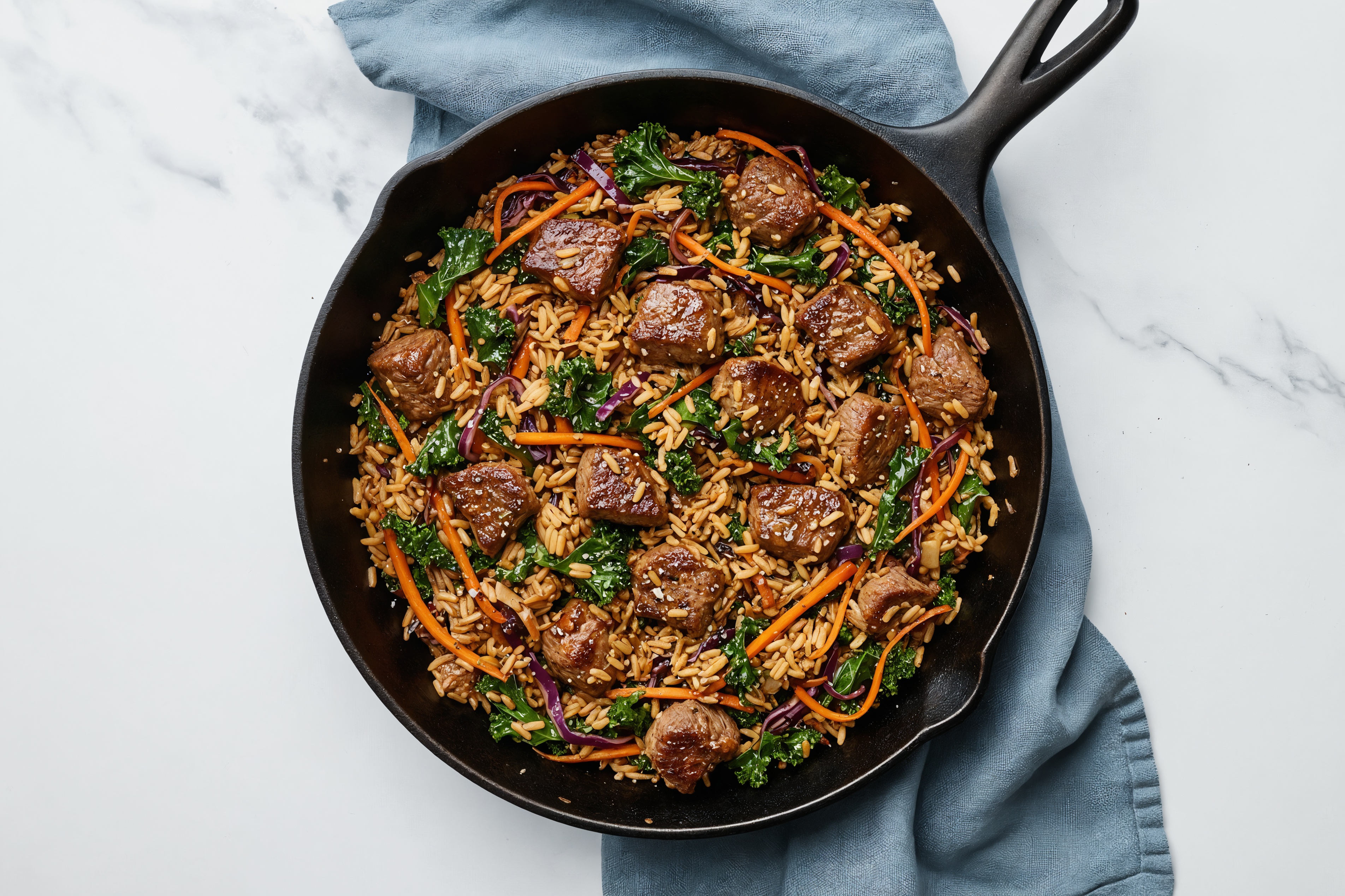 Teriyaki Rainbow Veggie + Lamb Stir-Fry with Brown Rice