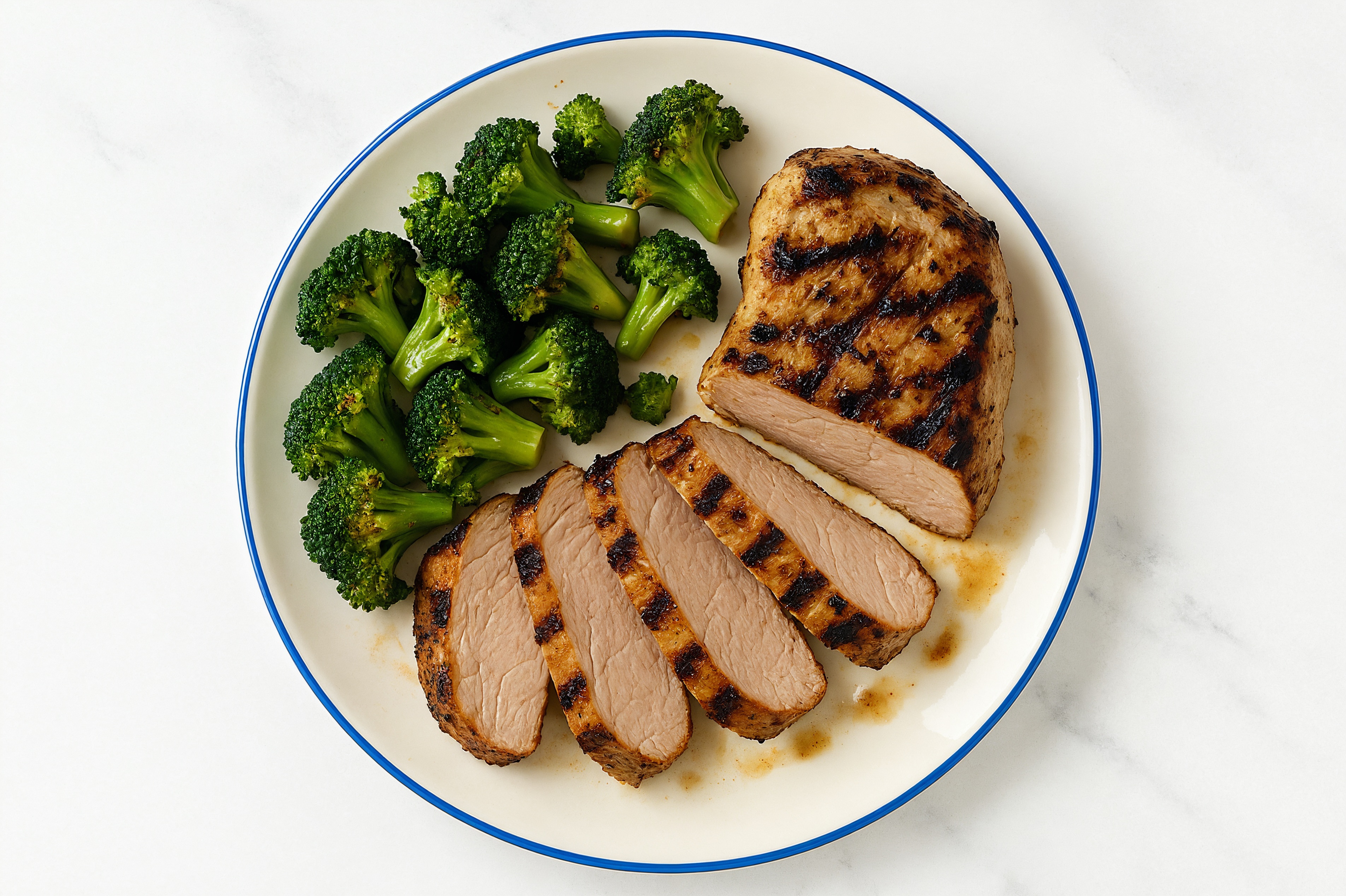 Grilled Pork Tenderloin + Steamed Broccoli