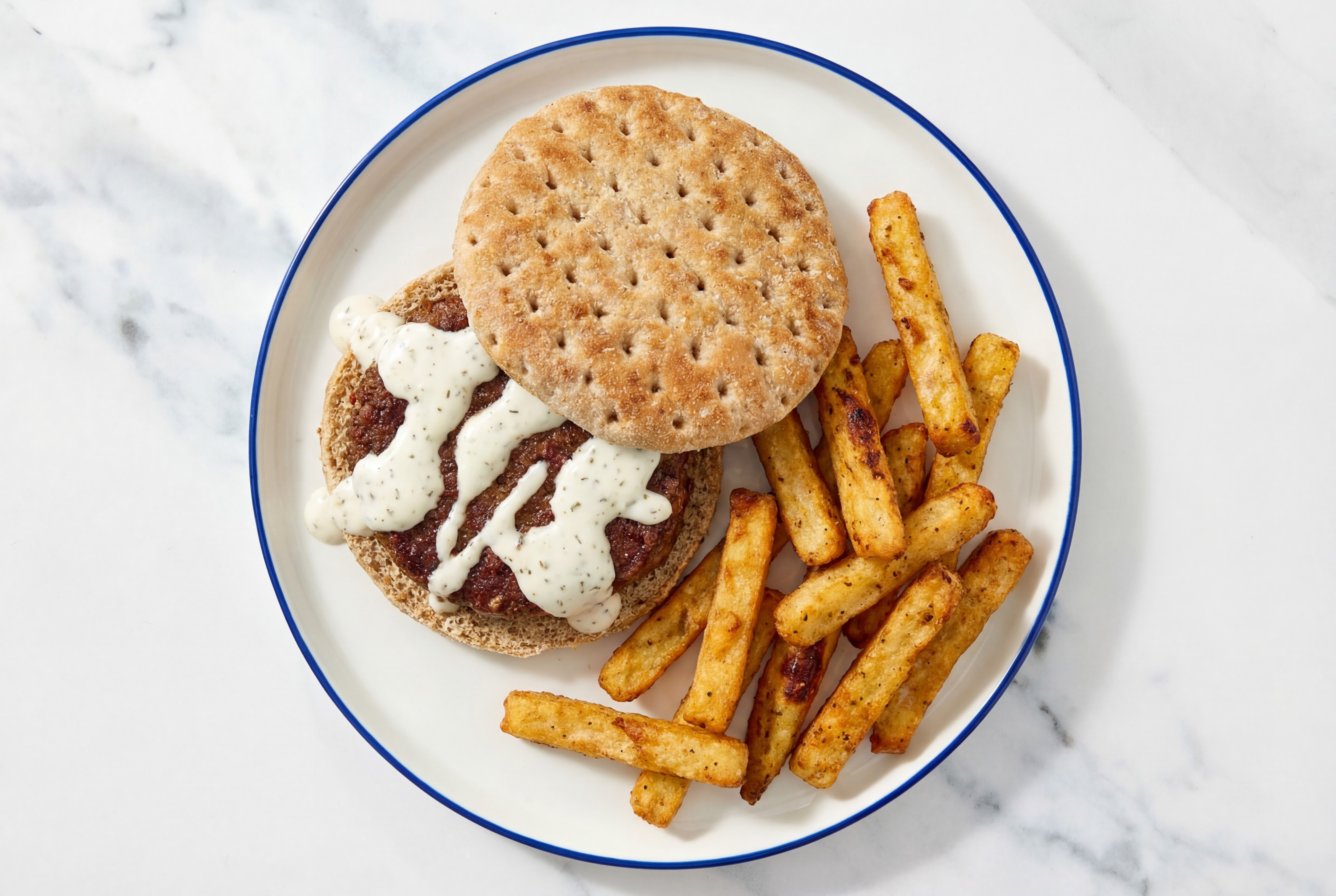 Ranch Burger + Fries with Fully Cooked Beef Burgers