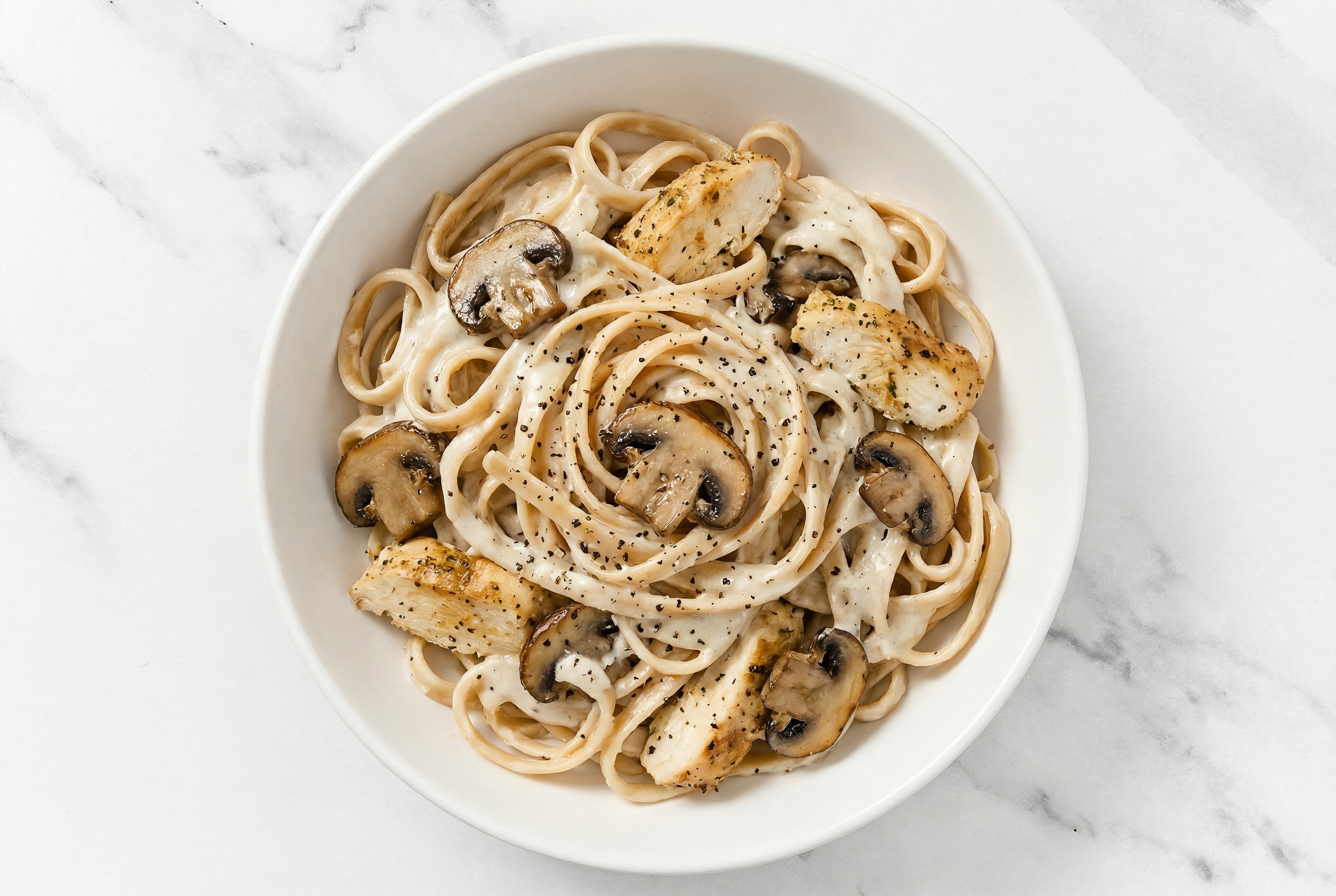 Chicken + Mushroom Linguine Alfredo