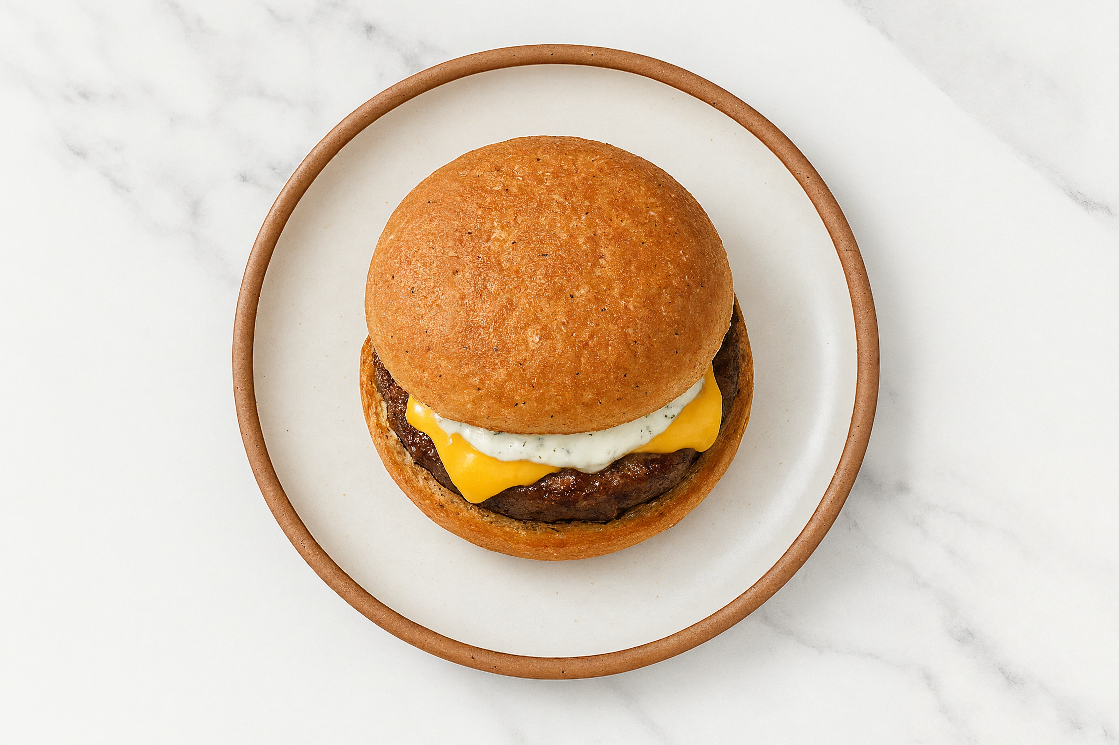 Bison Burger on Sprouted Grain with Tzatziki & American