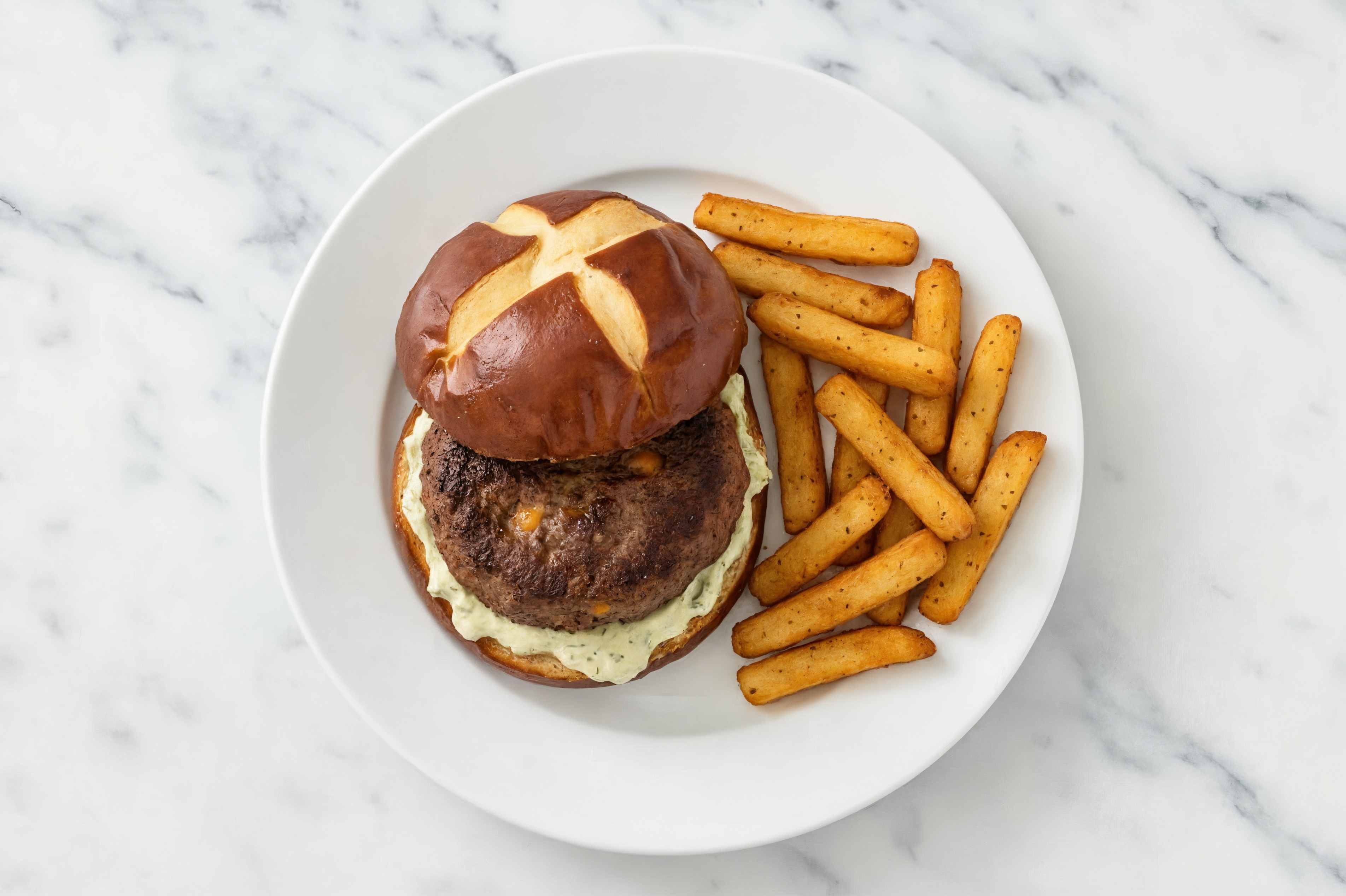 Cheddar Bacon Burger + Super Fries with Pickle Dip